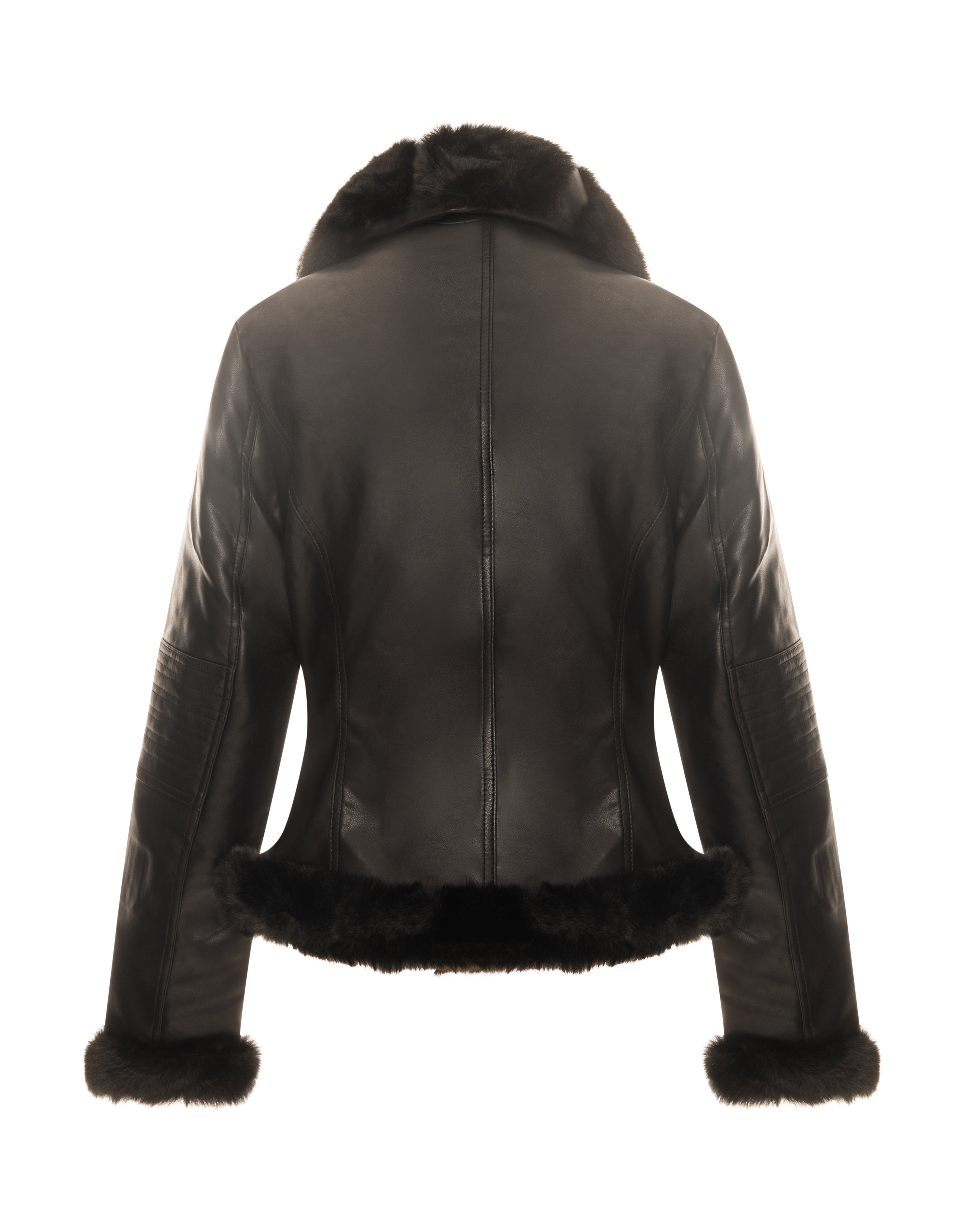 Giacca Biker con Dettagli in Pelliccia Sintetica