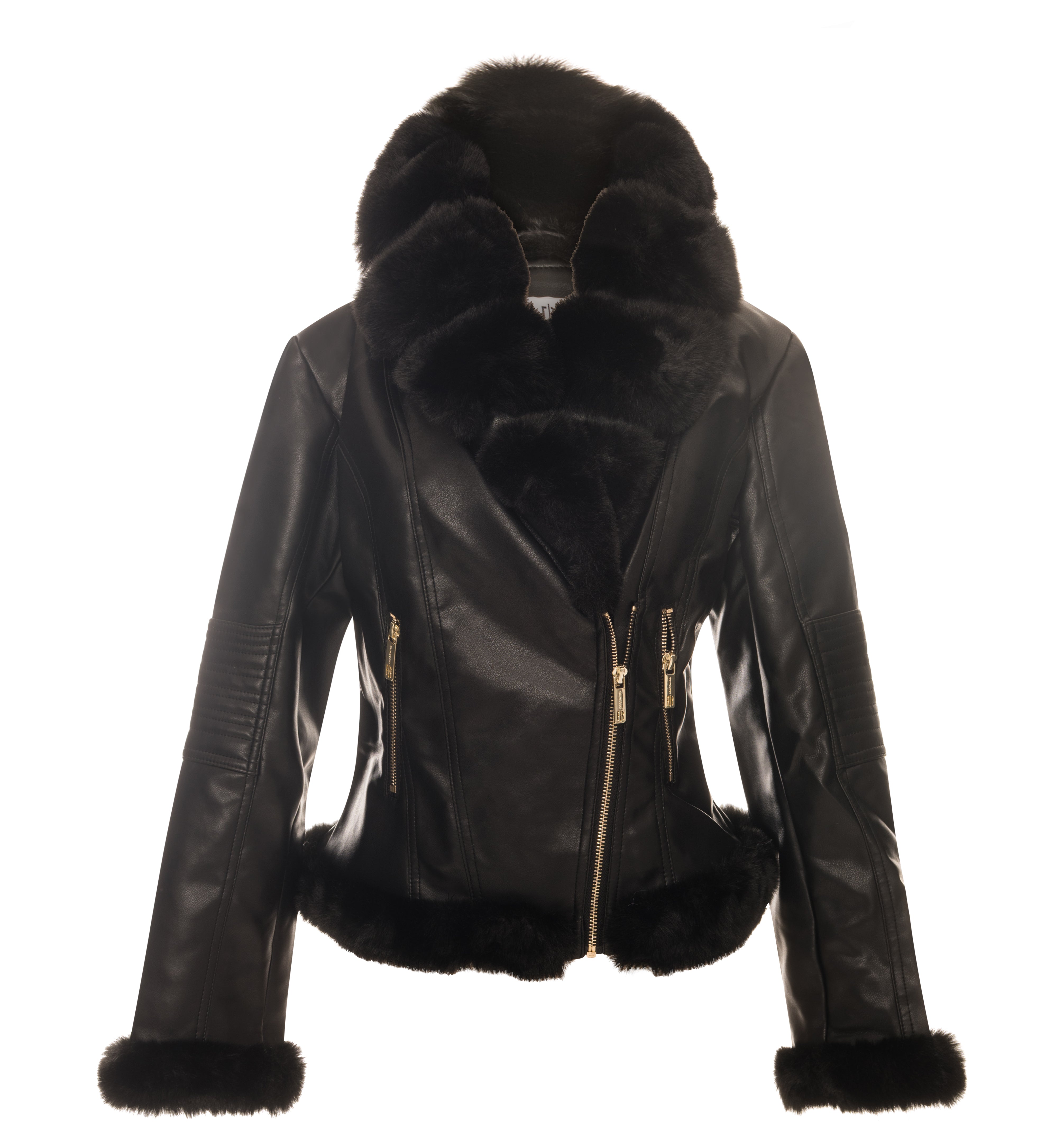 Acquista Fracomina Shop Online Giacca Biker con Dettagli in Pelliccia Sintetica FI25WC1001P41101 su fracomina.com