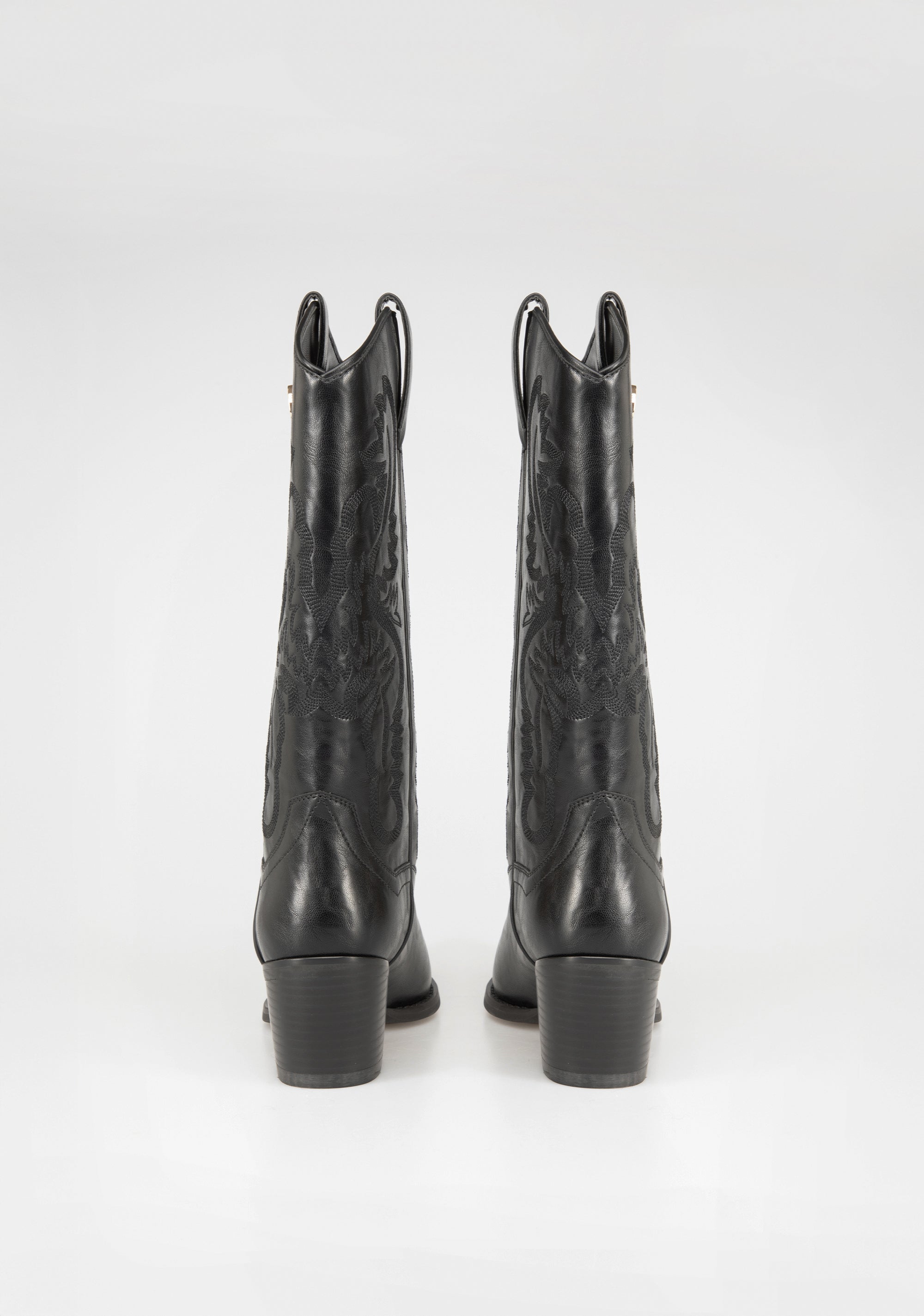 Stivali Camperos Alti con Ricami e Tacco Sculptured