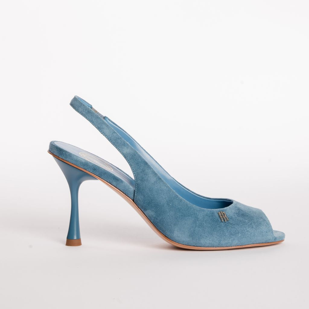 Décolleté Slingback Open-Toe in Suede con Tacco a Stiletto