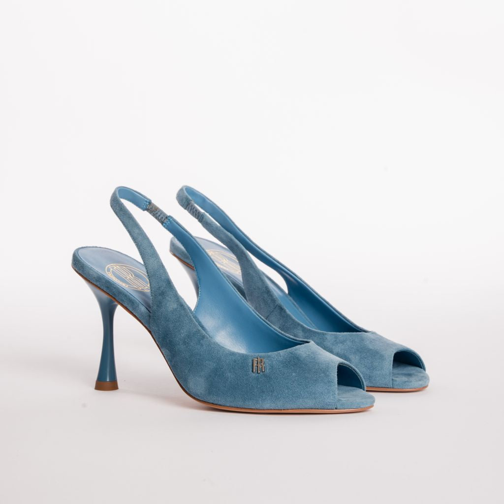 Décolleté Slingback Open-Toe in Suede con Tacco a Stiletto