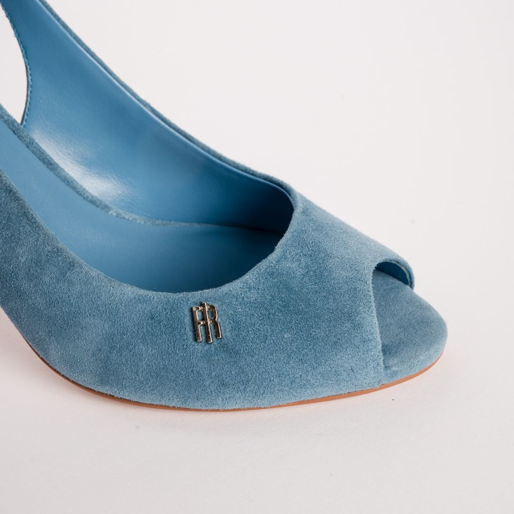 Décolleté Slingback Open-Toe in Suede con Tacco a Stiletto