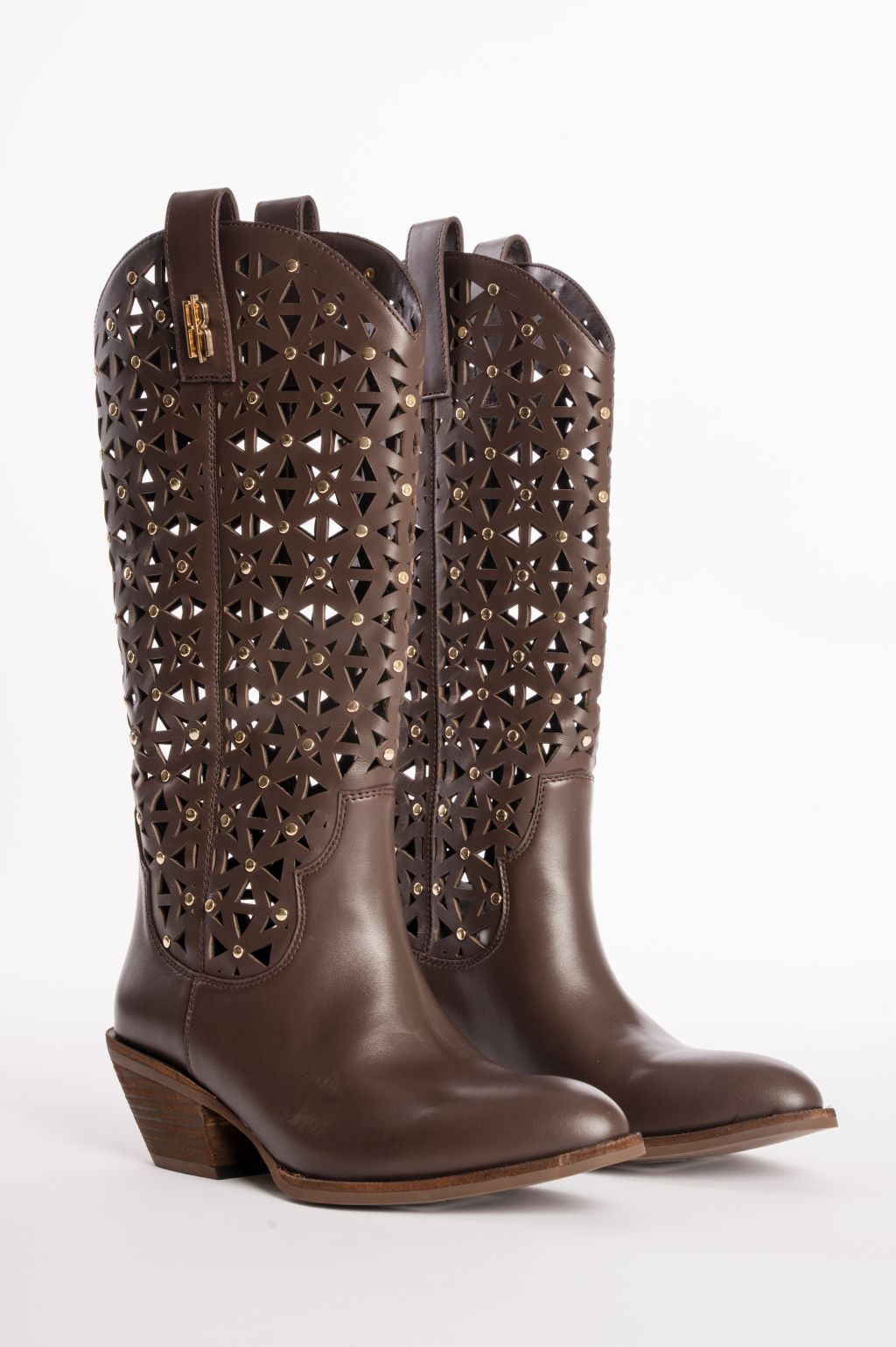 Stivali Texani "Laser-Cut" con Dettagli Borchiati