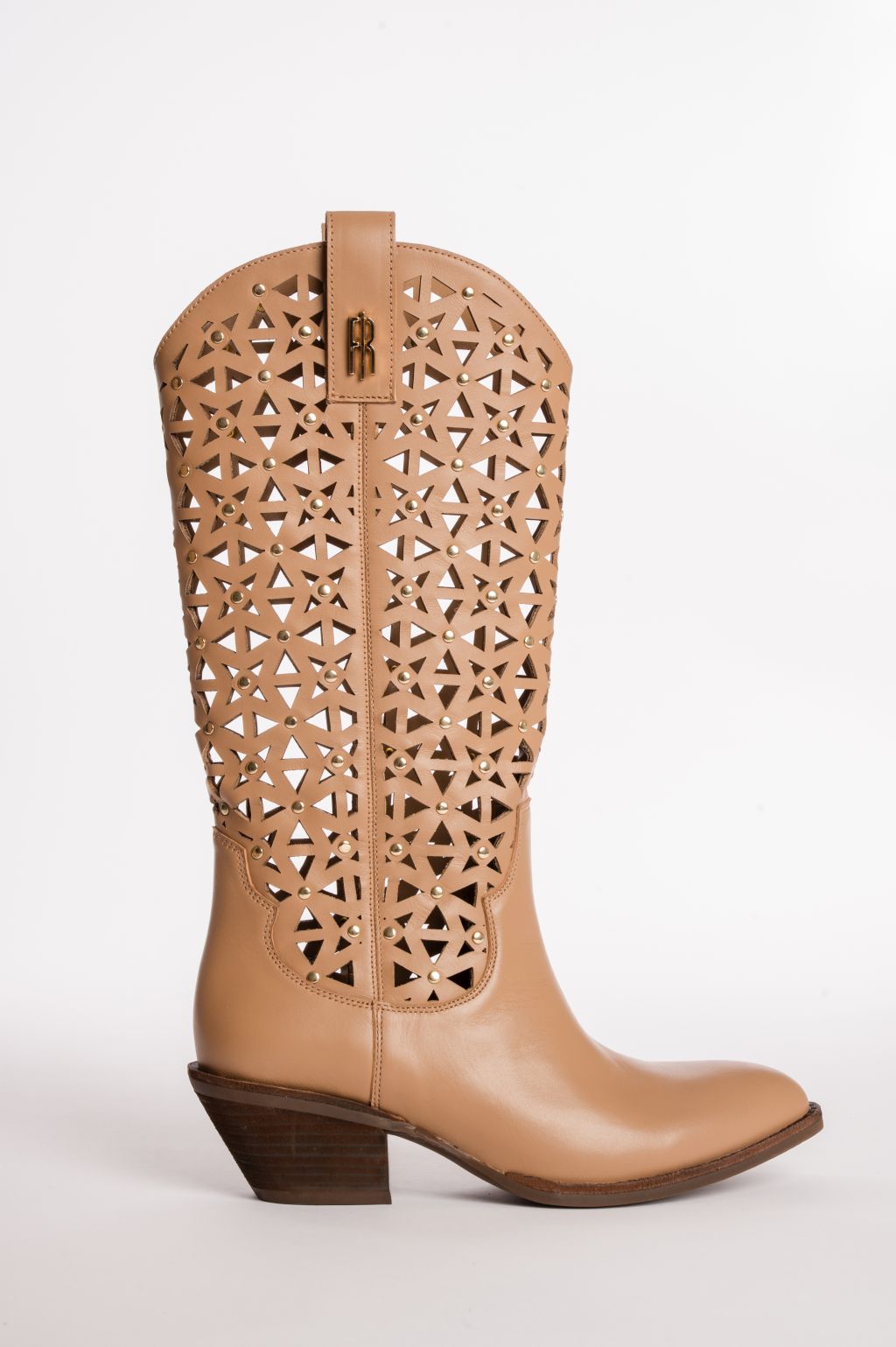 Stivali Texani "Laser-Cut" con Dettagli Borchiati