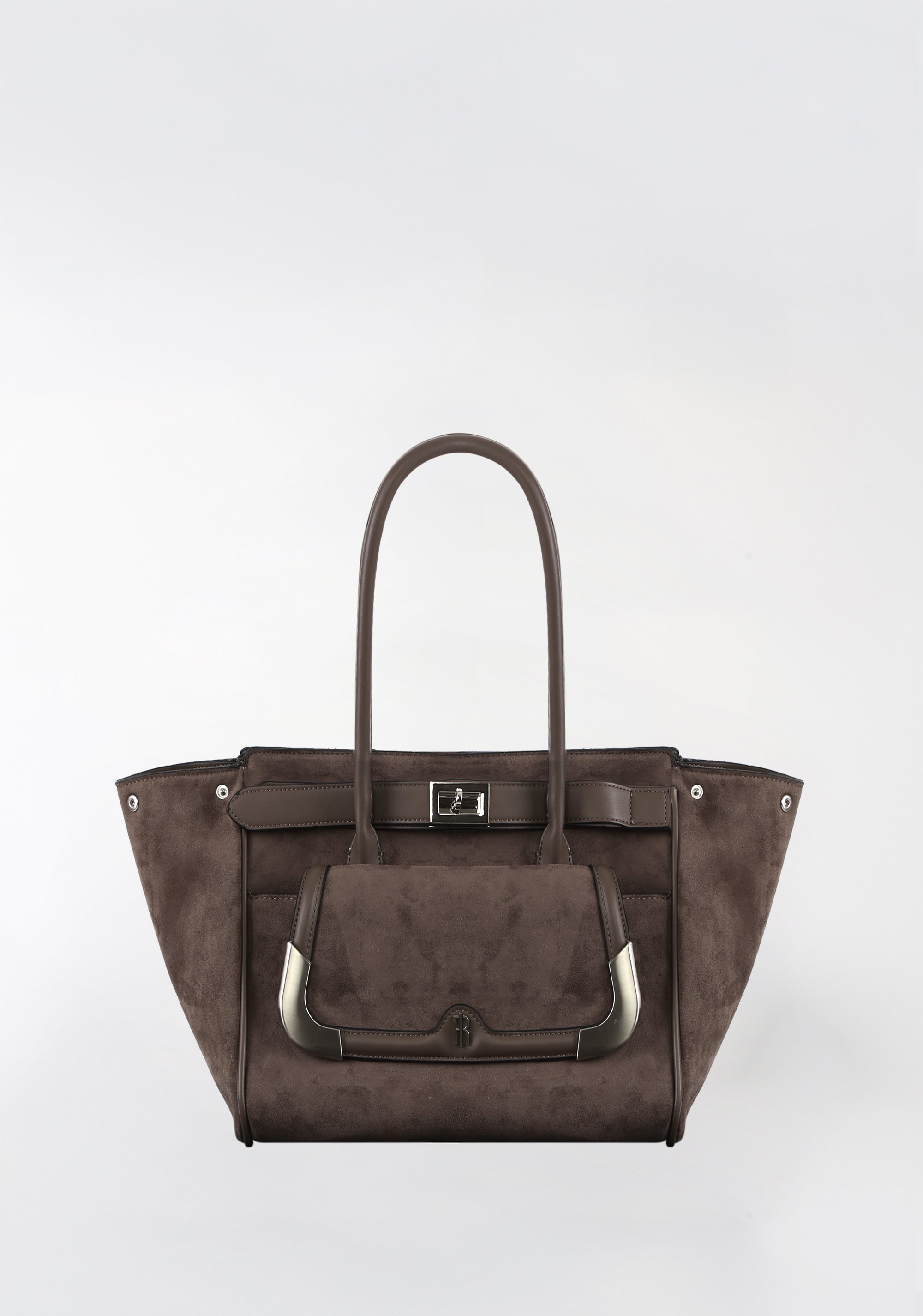 Borsa Tote Strutturata in Suede Sintetico Color con Dettagli Metallici