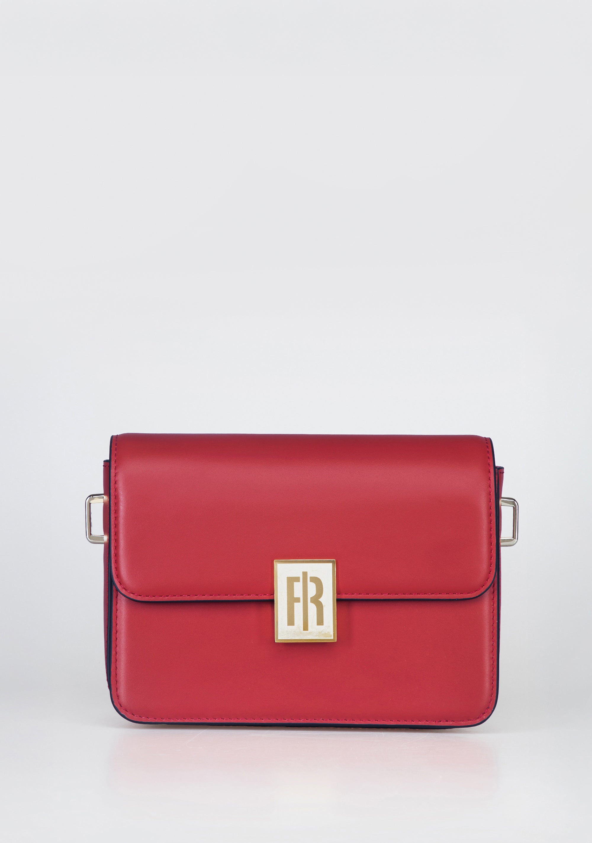 Borsa a Tracolla Strutturata con Chiusura a Pattina e Logo Dorato