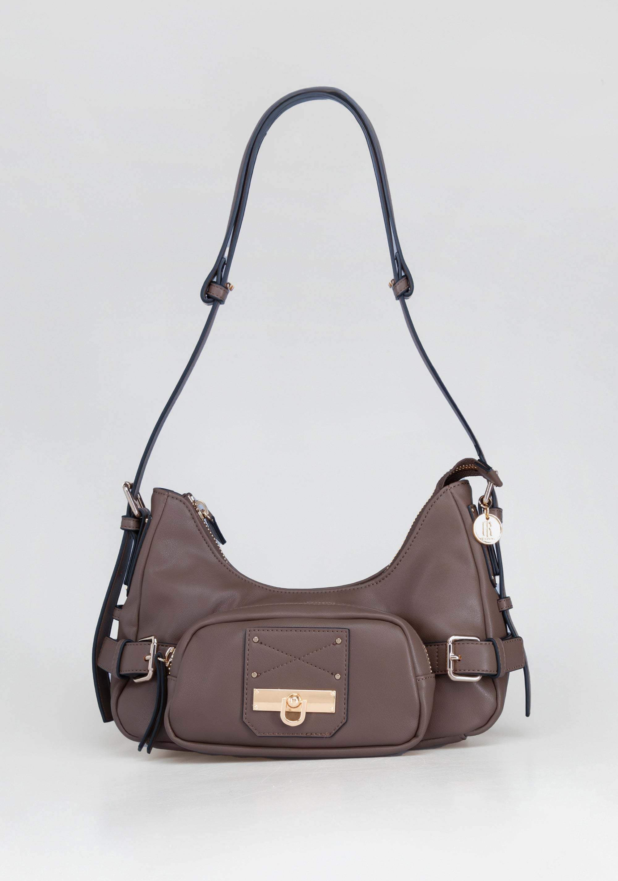 Borsa a Spalla con Borchie e Fibbie Dorate