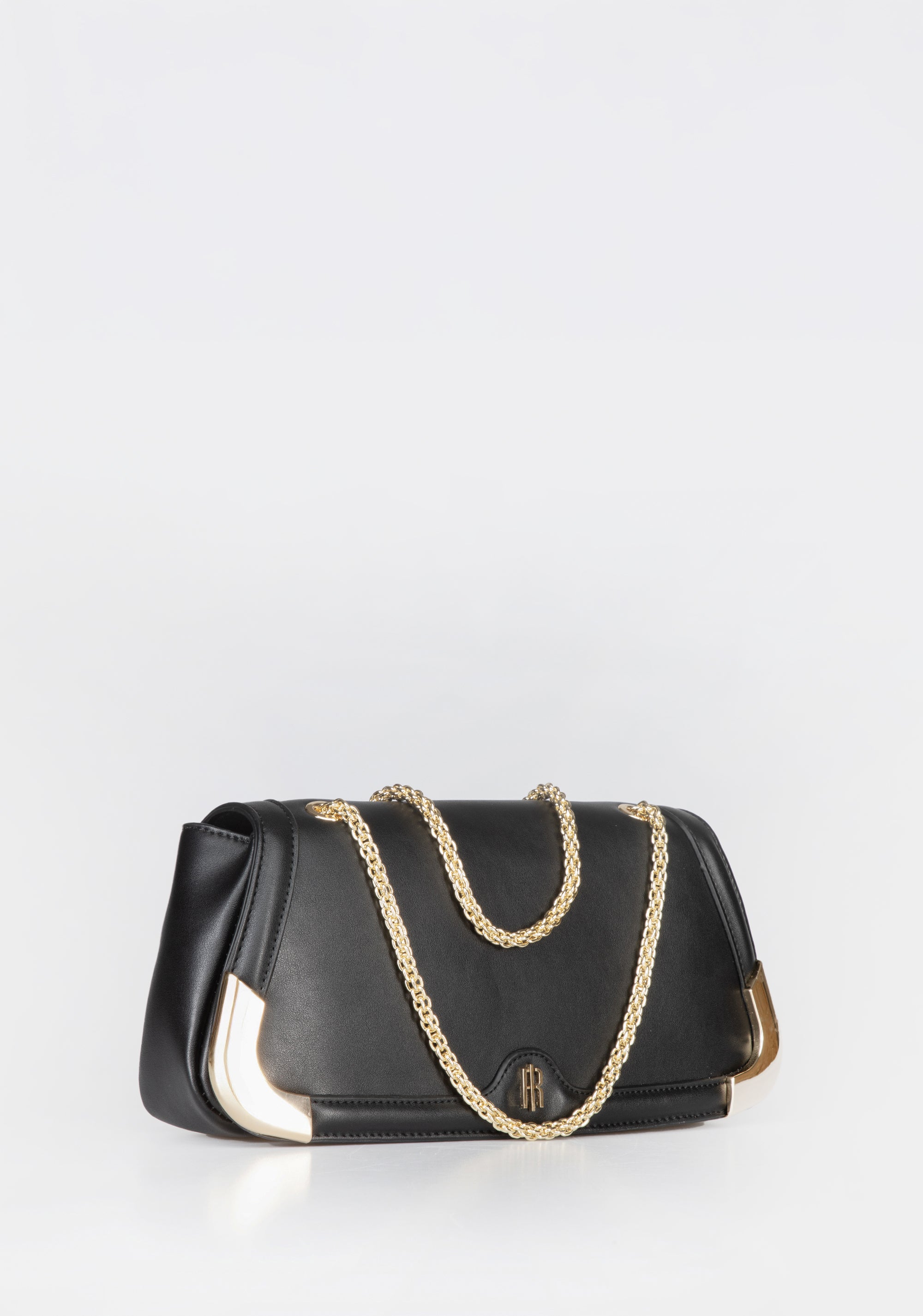Borsa Clutch con Dettagli Metallici e Catena Dorata