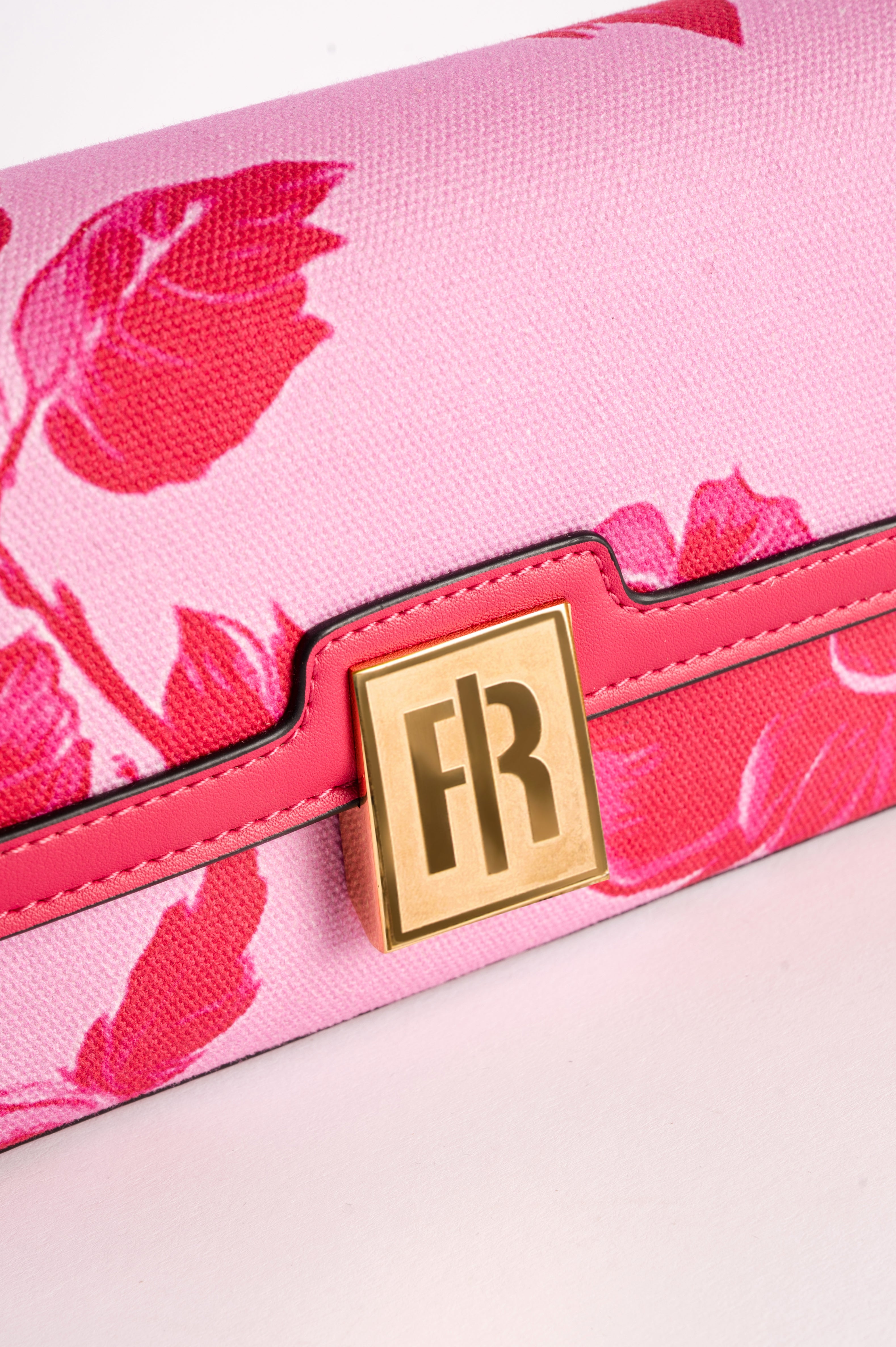 Borsa Baguette in Canvas Jacquard a Motivo Floreale