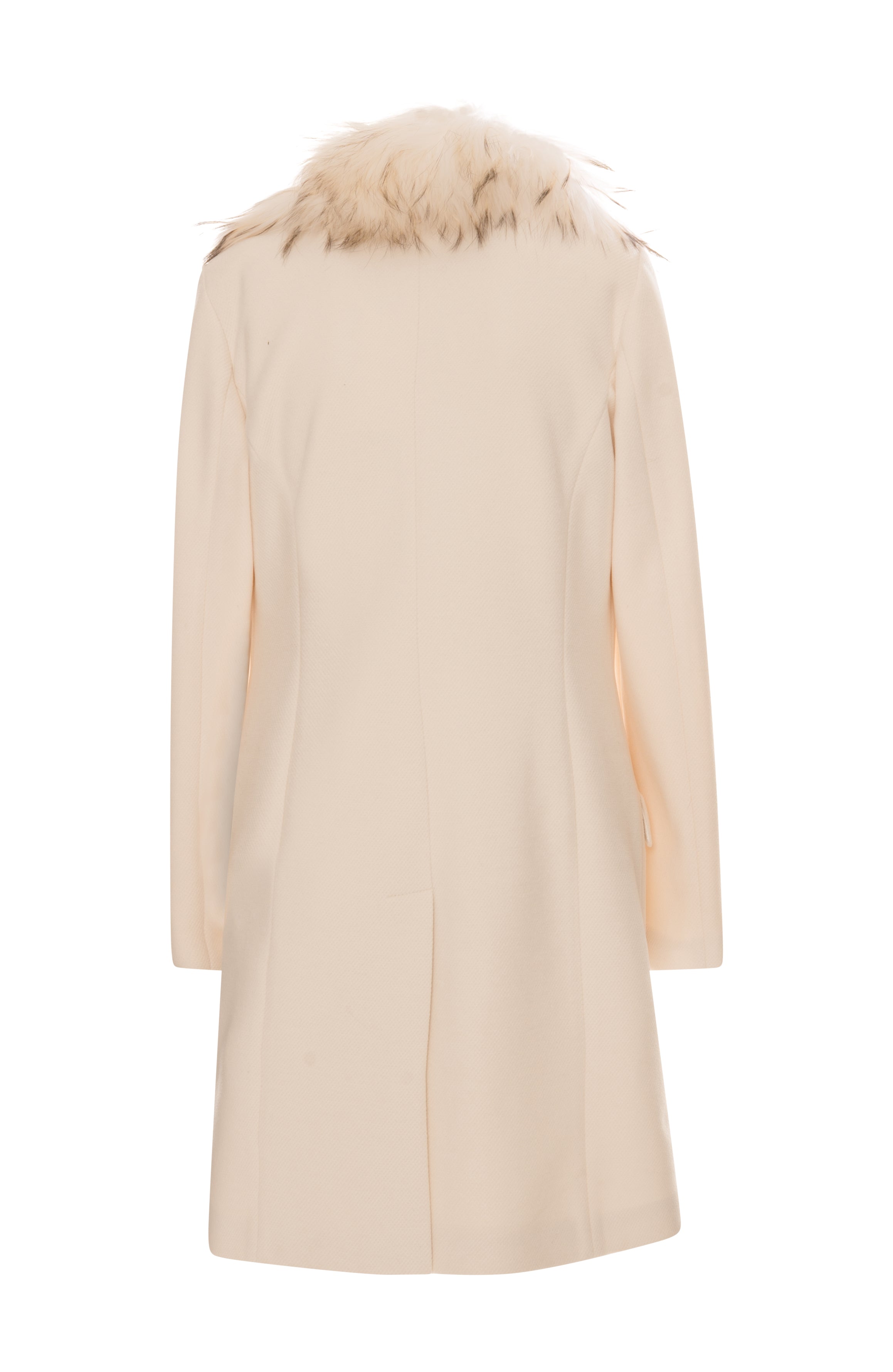 Cappotto Monopetto con Collo in Pelliccia Lussuosa