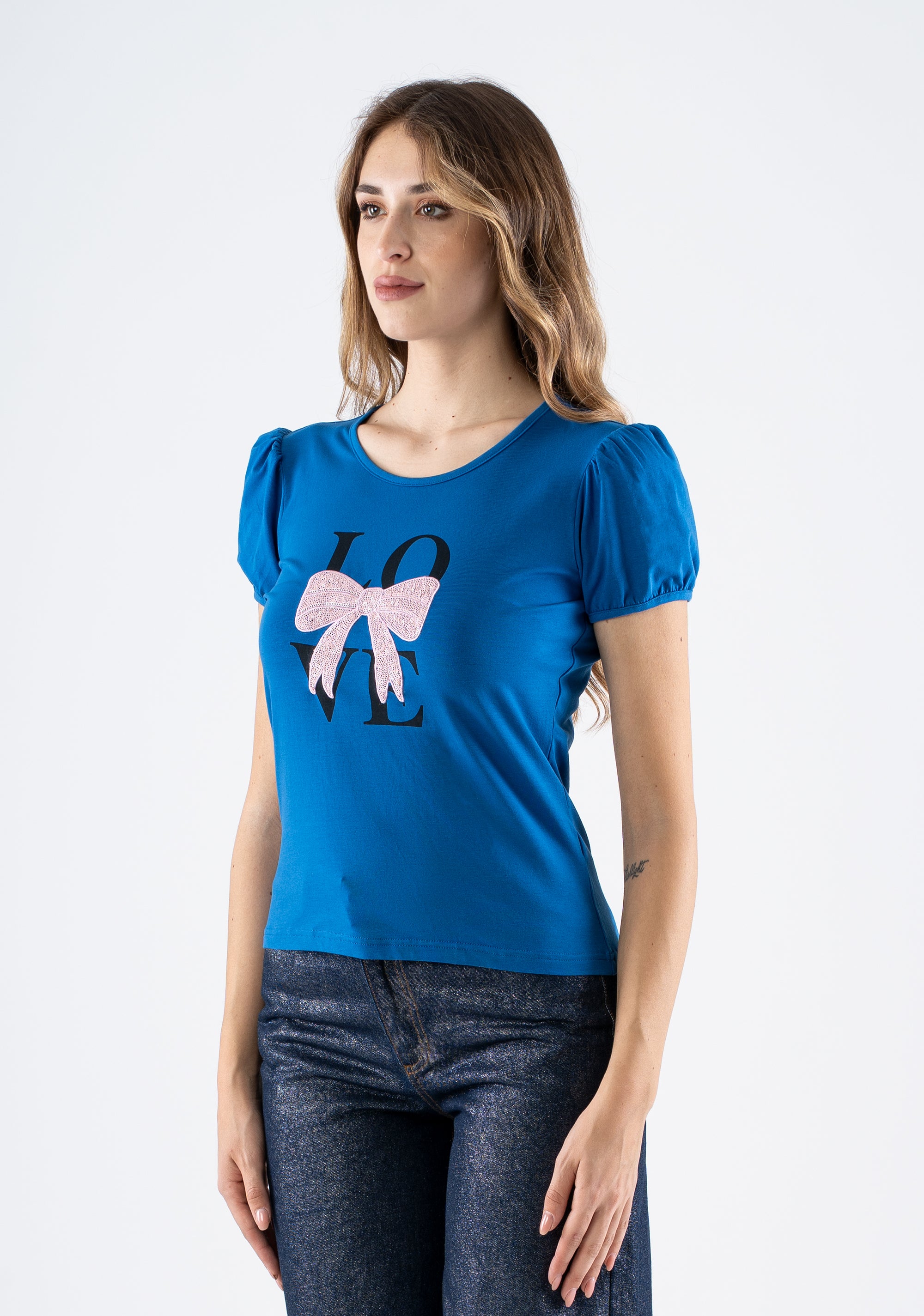 T-shirt con Maniche a Palloncino