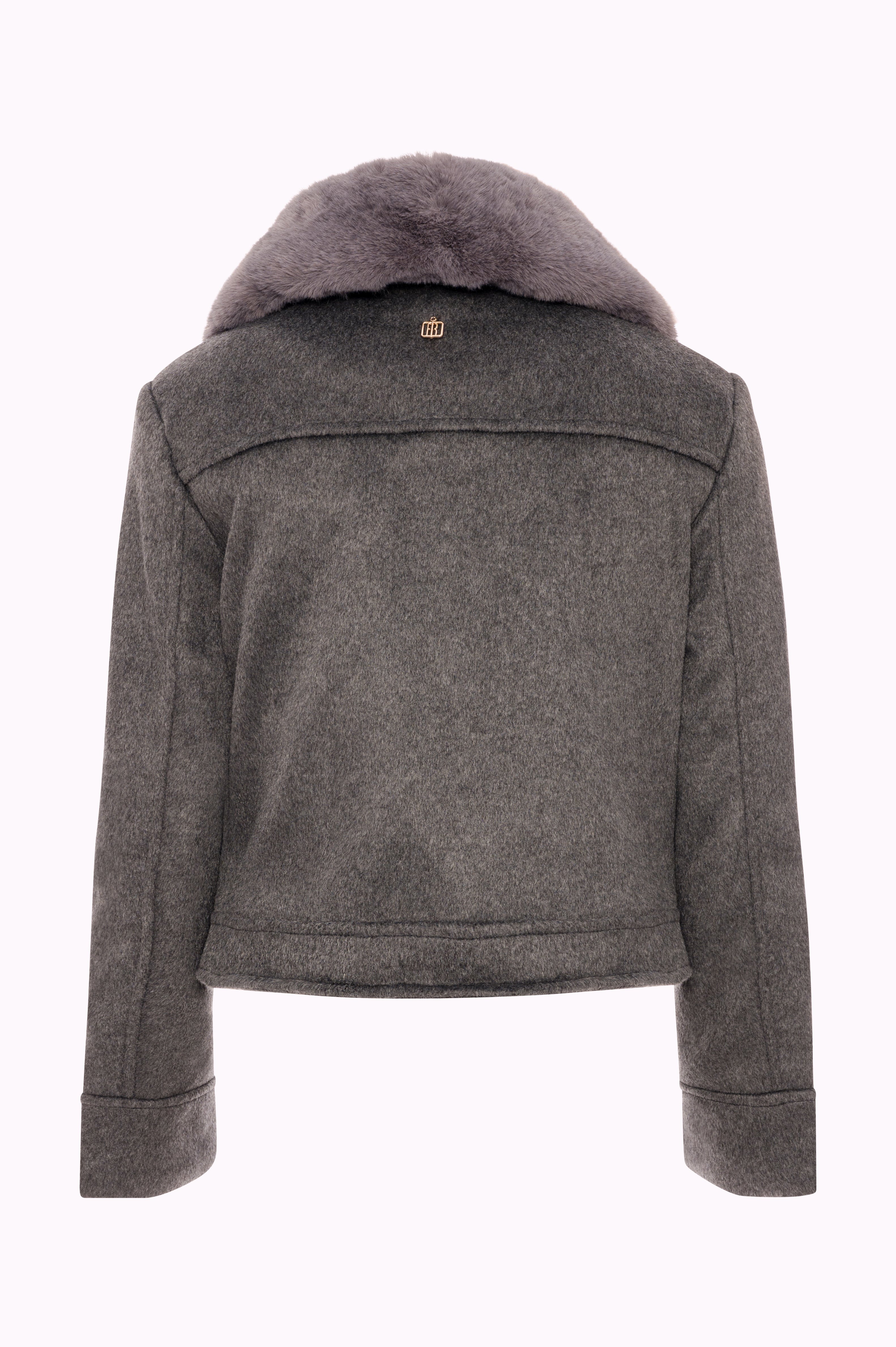 Bomber Corto con Collo in Pelliccia Sintetica