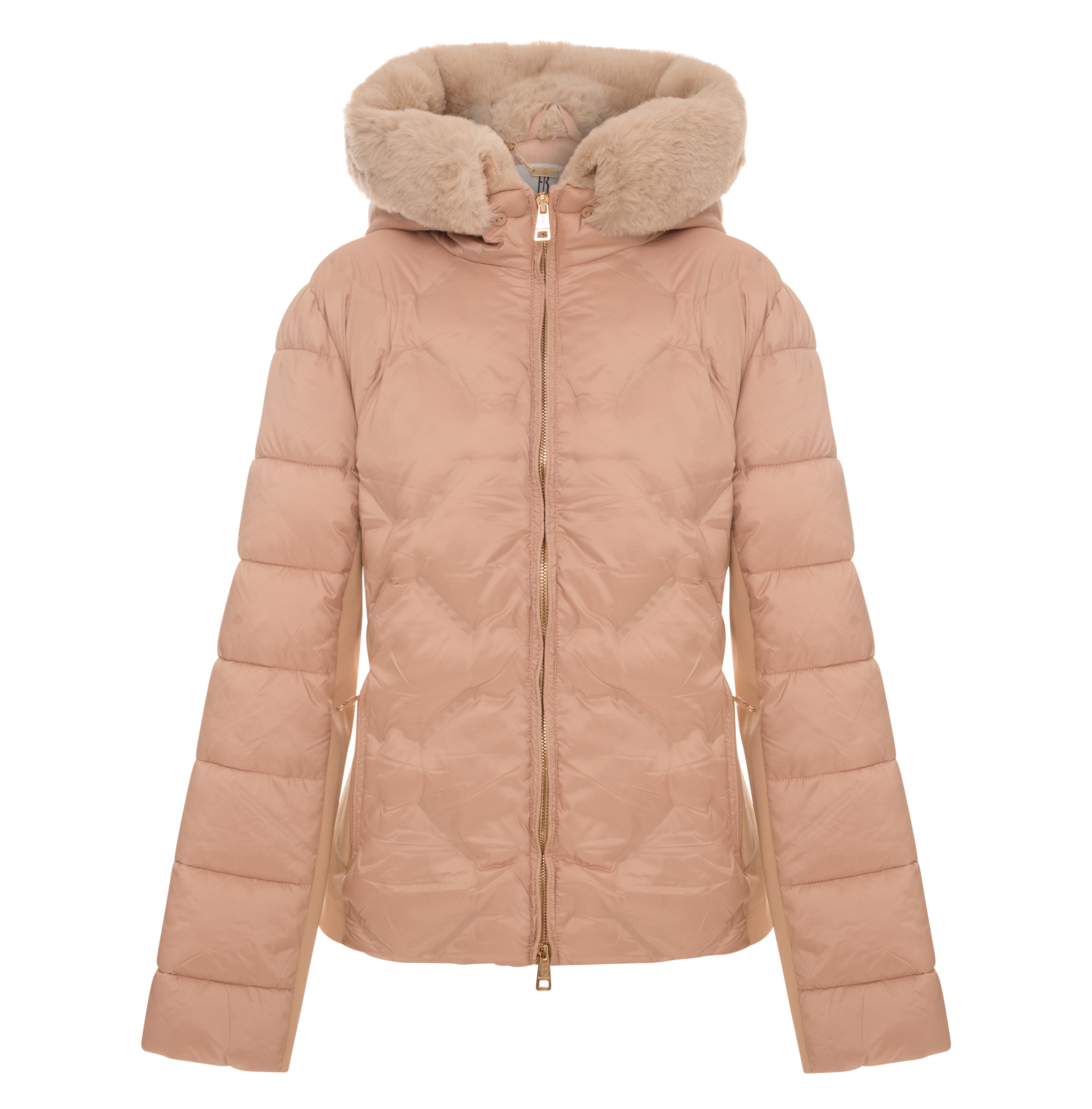 Acquista Fracomina Shop Online Piumino Corto Imbottito con Cappuccio e Bordo in Pelliccia Sintetica FI25WC3003O45301 su fracomina.com