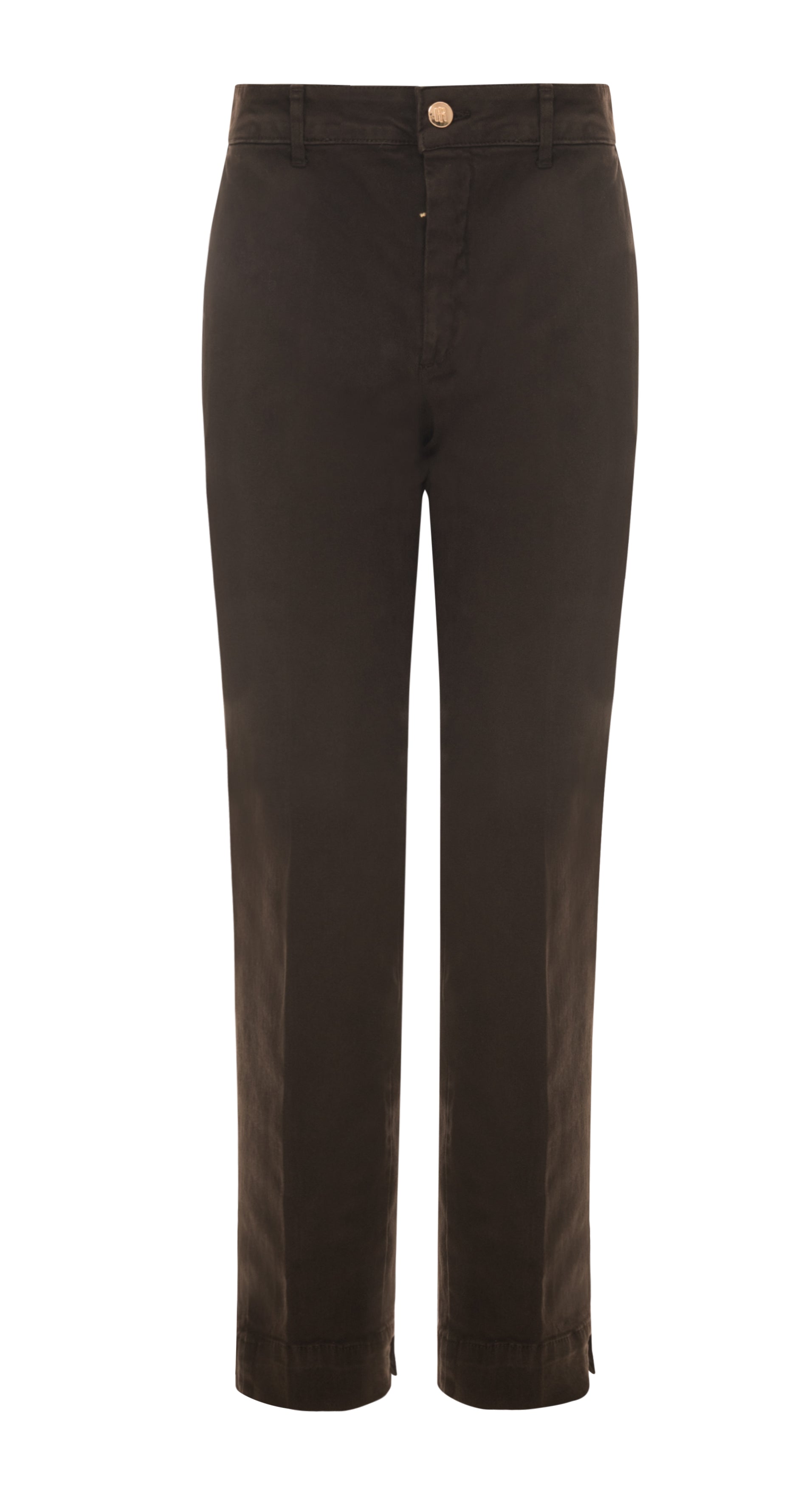 Pantaloni Chino Cropped a Vita Media con Risvolto