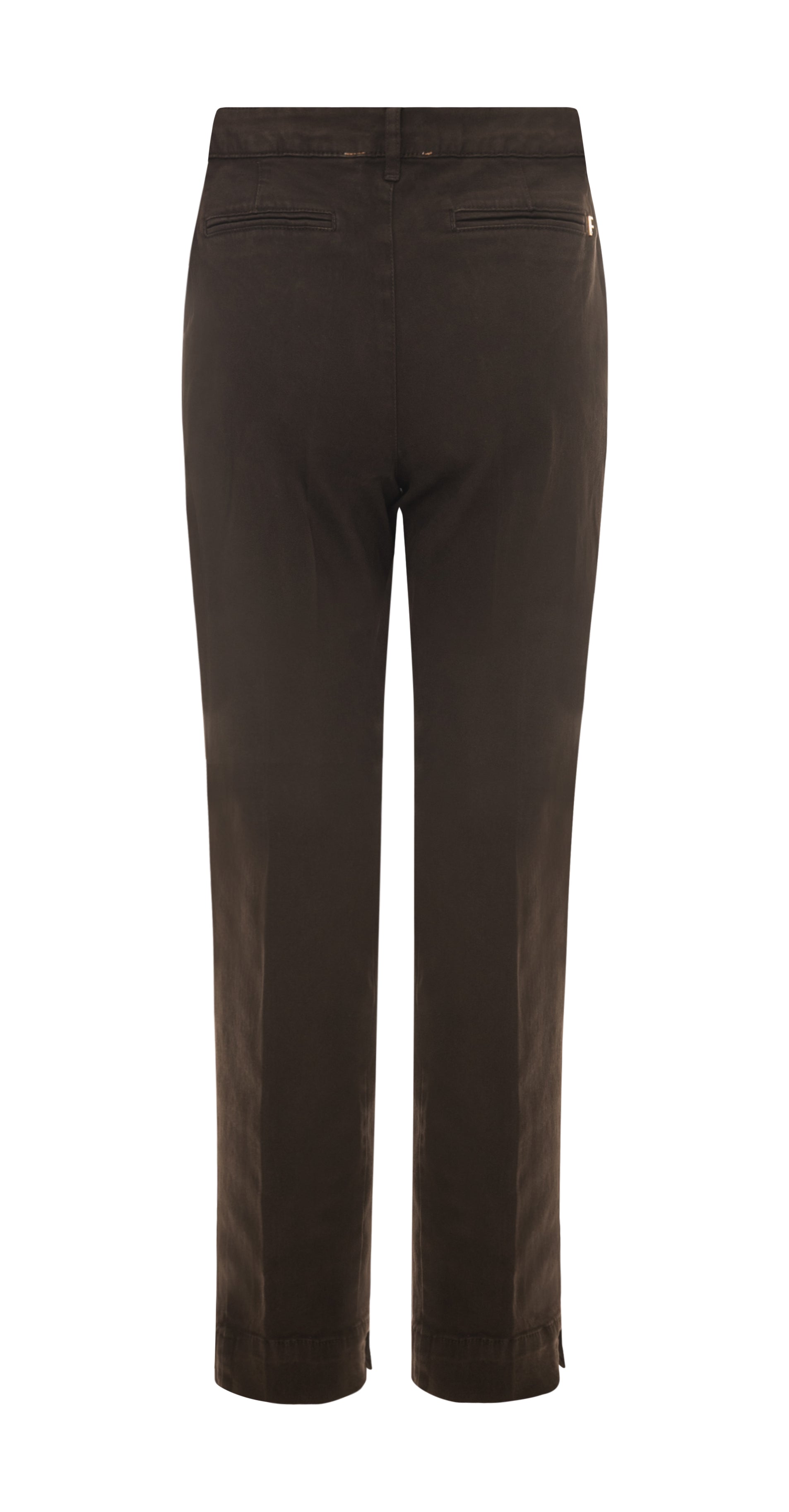 Pantaloni Chino Cropped a Vita Media con Risvolto