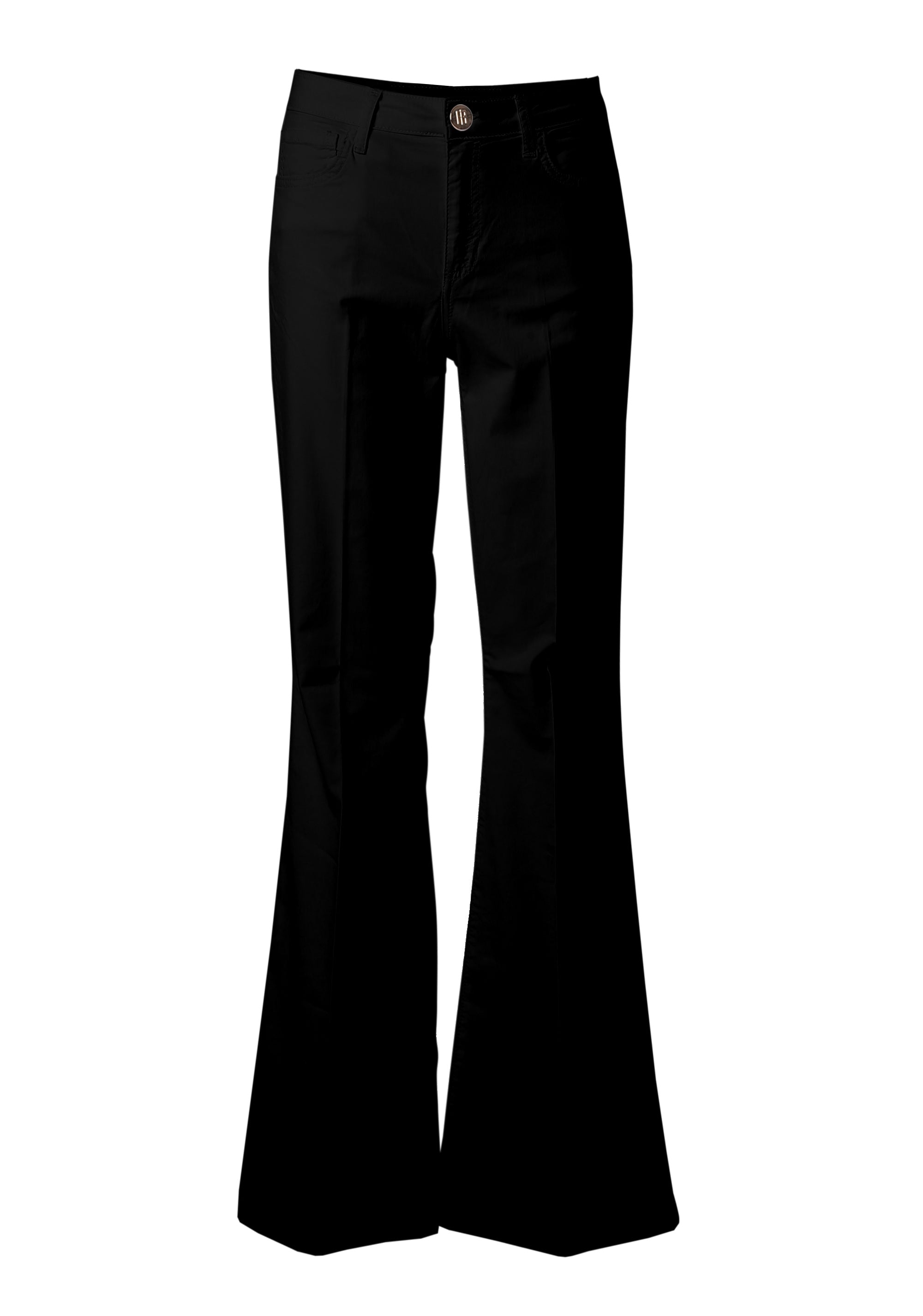 Pantaloni Flare a Vita Alta con Piega Stirata