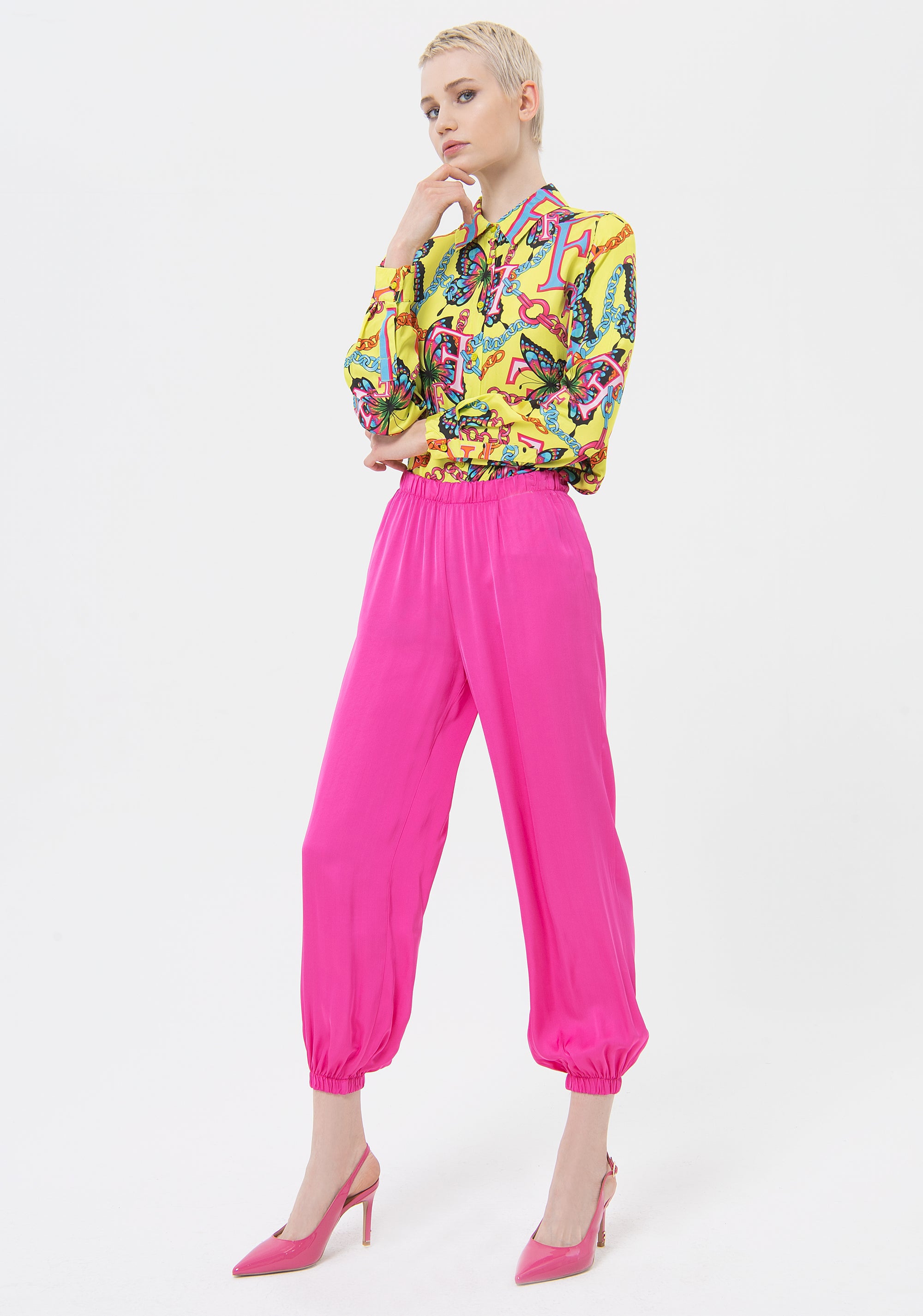 Pantalone regular modello jogger in viscosa