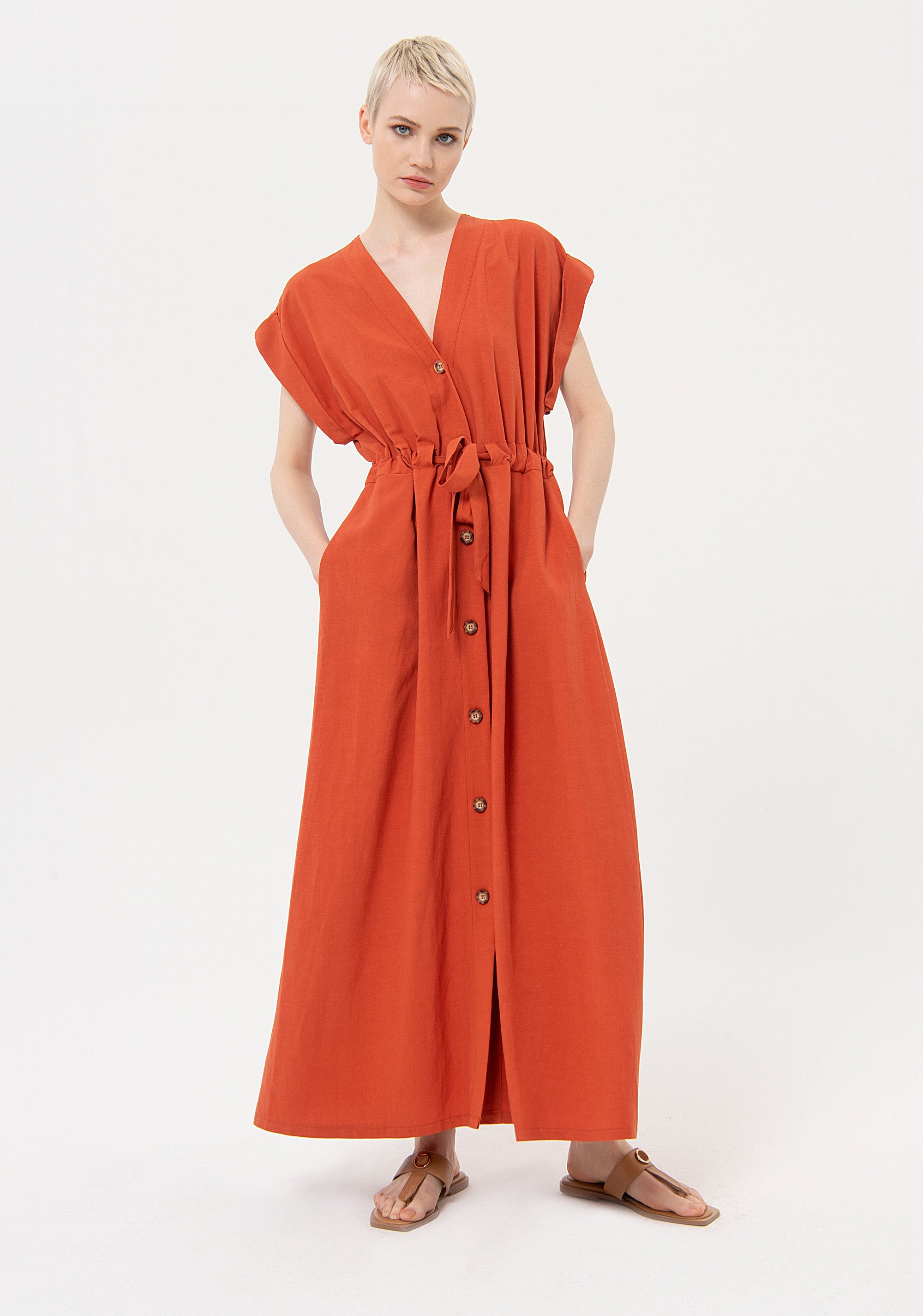 Abito regular lungo in tencel