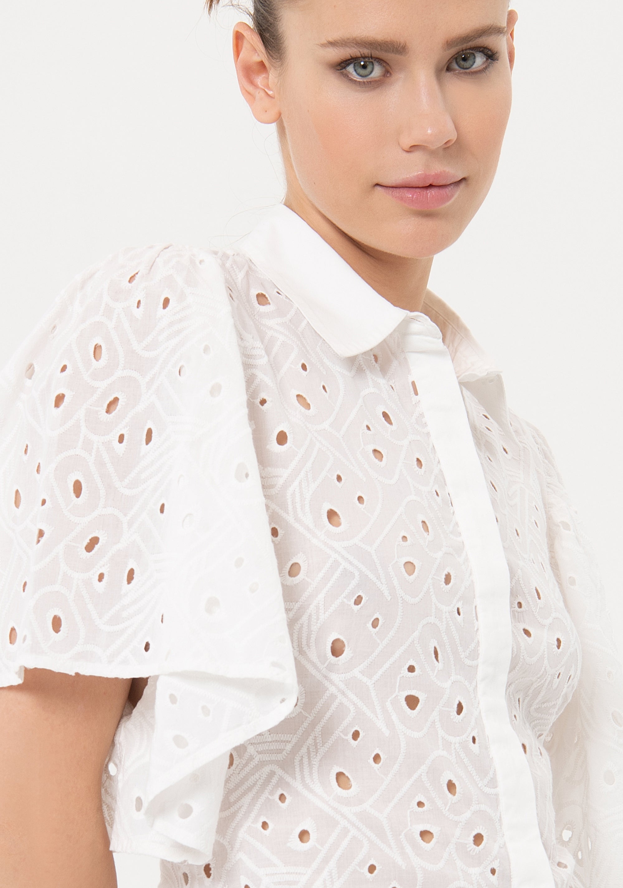 Camicia regular in pizzo San Gallo FJ24ST6001W40401 Fracomina