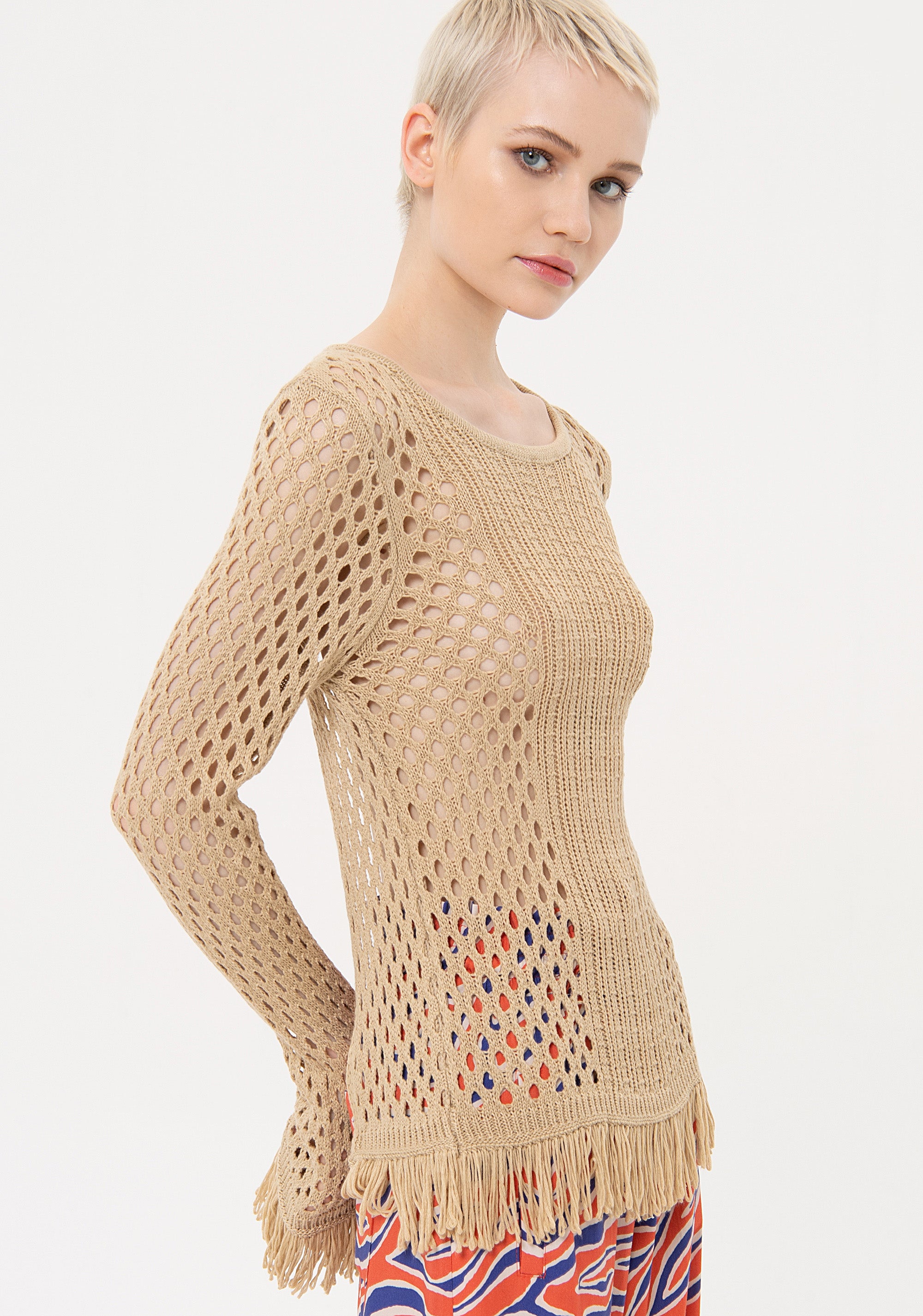 Maglia regular con punto rete FJ24ST7005K526O7 Fracomina
