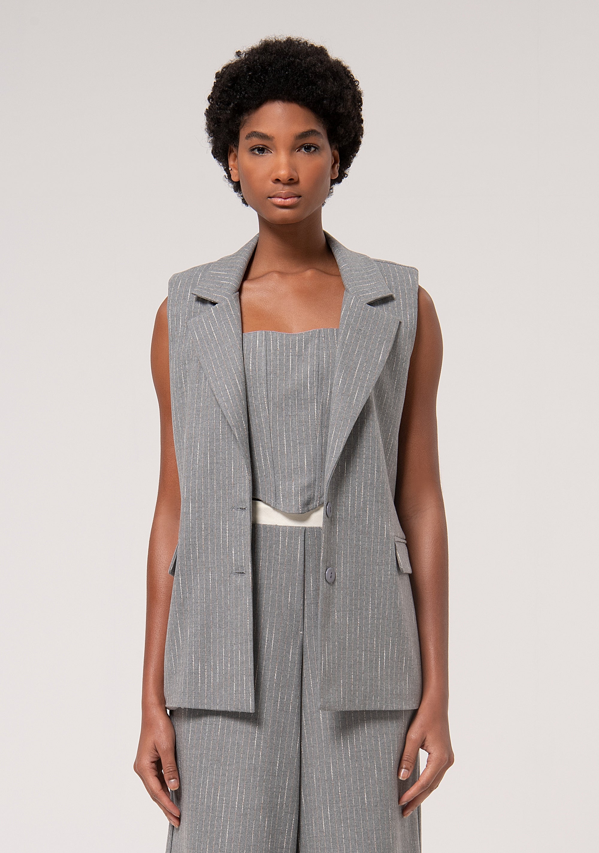 Gilet regular in tessuto gessato FJ24WJ3001W726D4-156 Fracomina