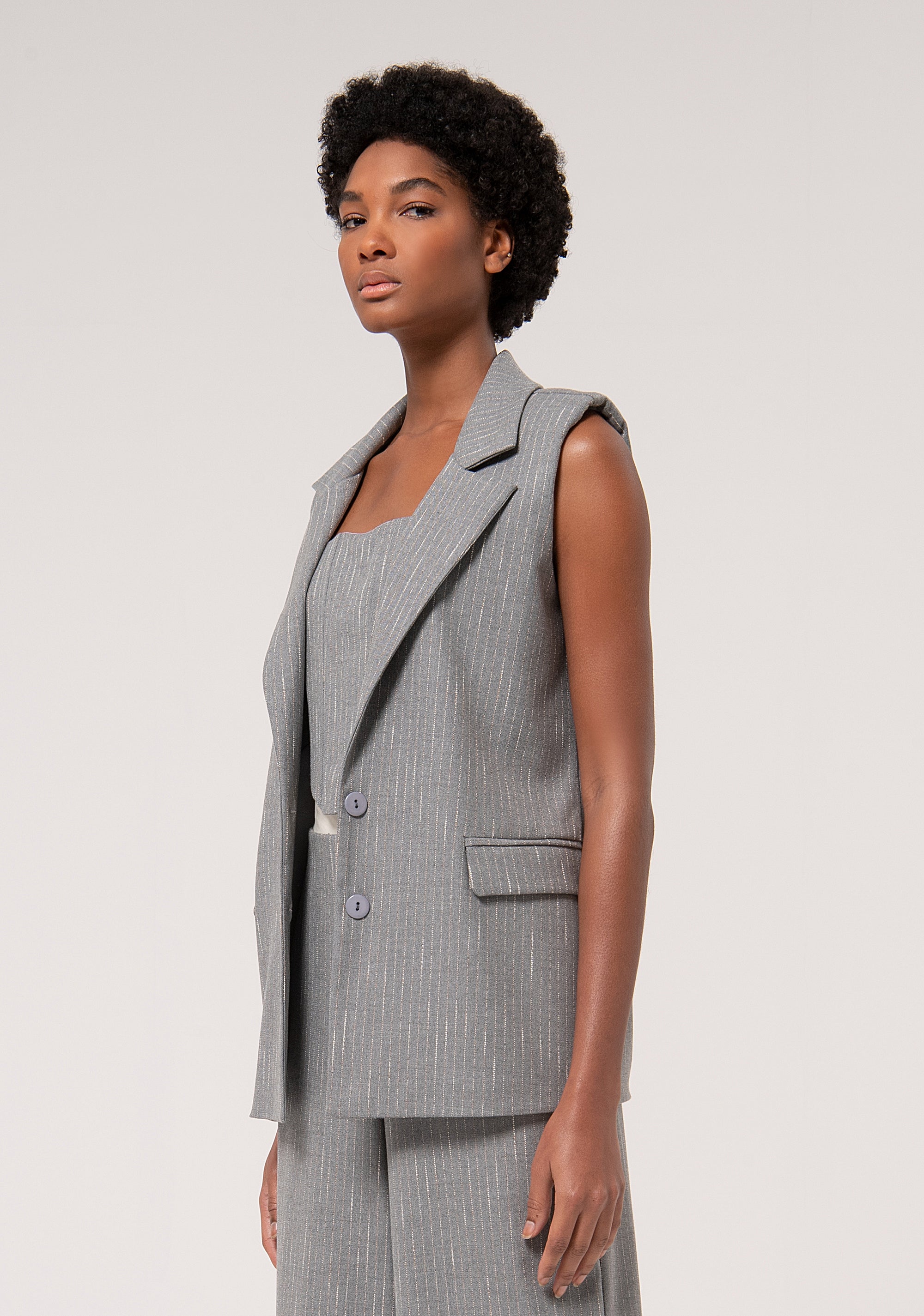 Gilet regular in tessuto gessato FJ24WJ3001W726D4-156 Fracomina