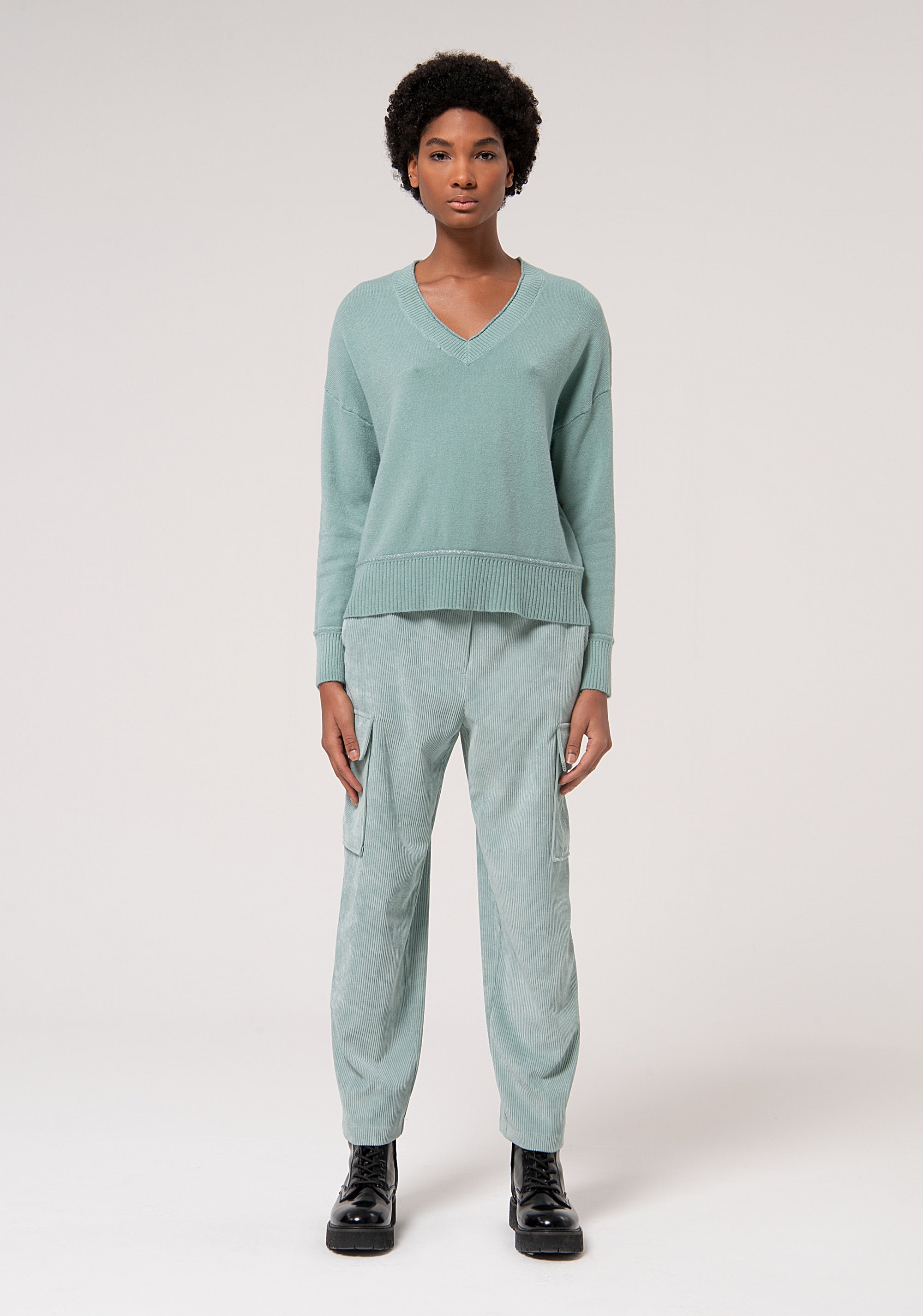 Maglia over con inserto in lurex FJ24WT7012K420Q7-S77 Fracomina