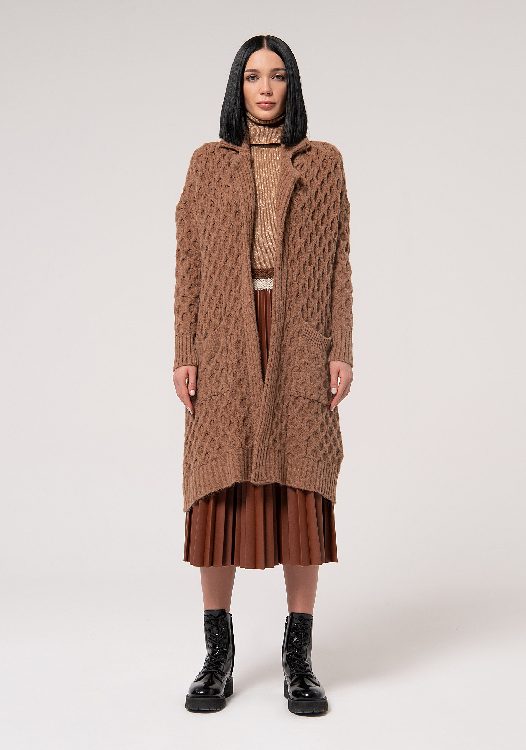 Cardigan regular lungo con punto nido dape FJ24WT8002K50501-315 Fracomina