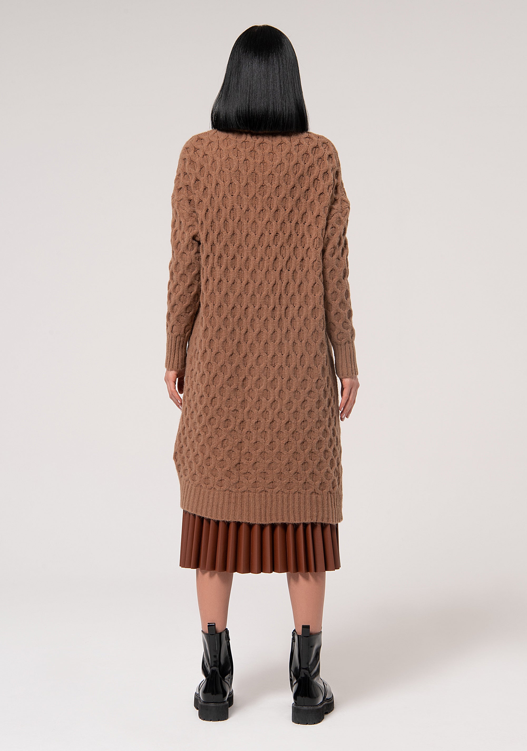 Cardigan regular lungo con punto nido dape FJ24WT8002K50501-315 Fracomina