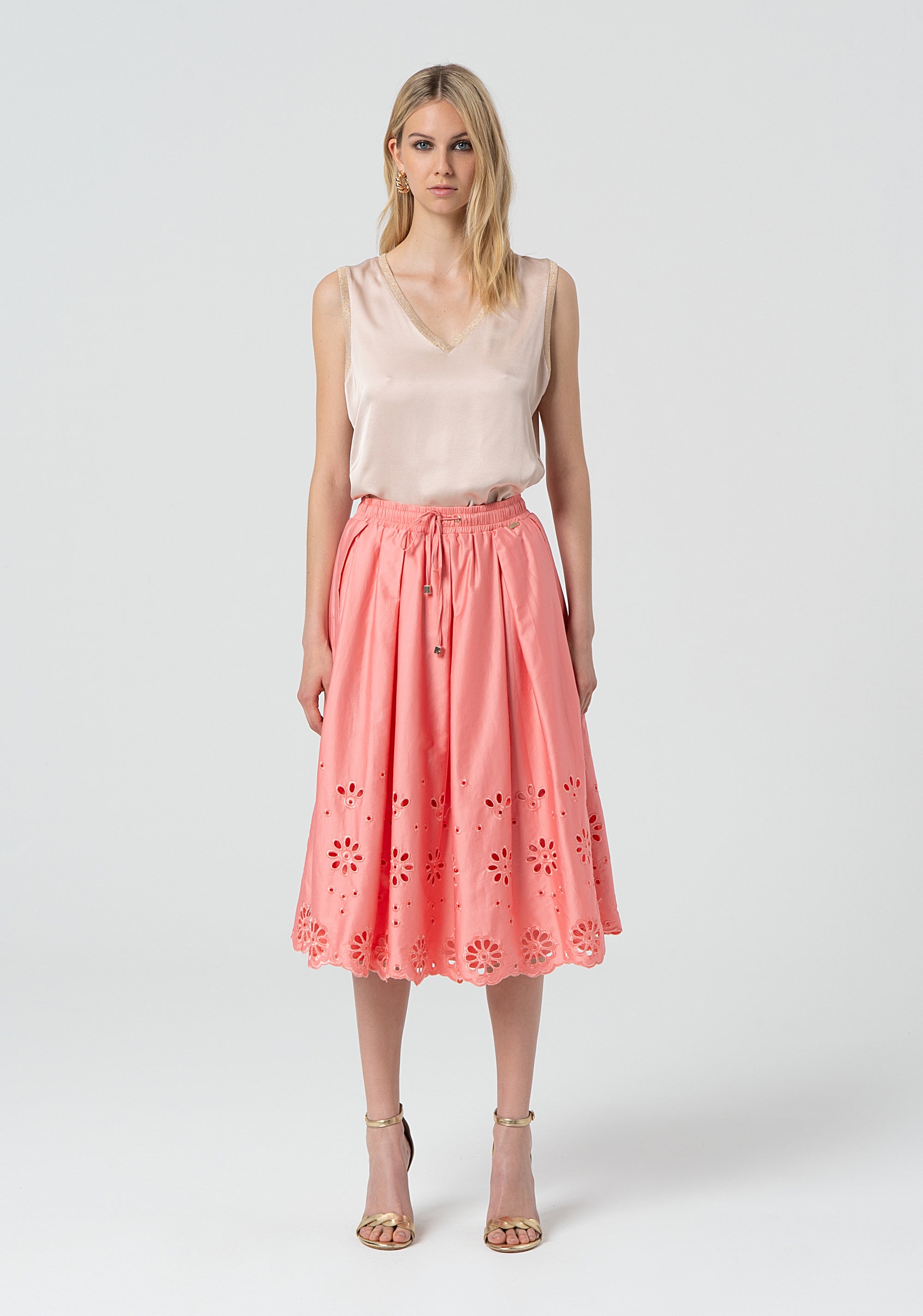 Gonna ampia midi in pizzo San Gallo FJ25SG2001W400E5 FRACOMINA