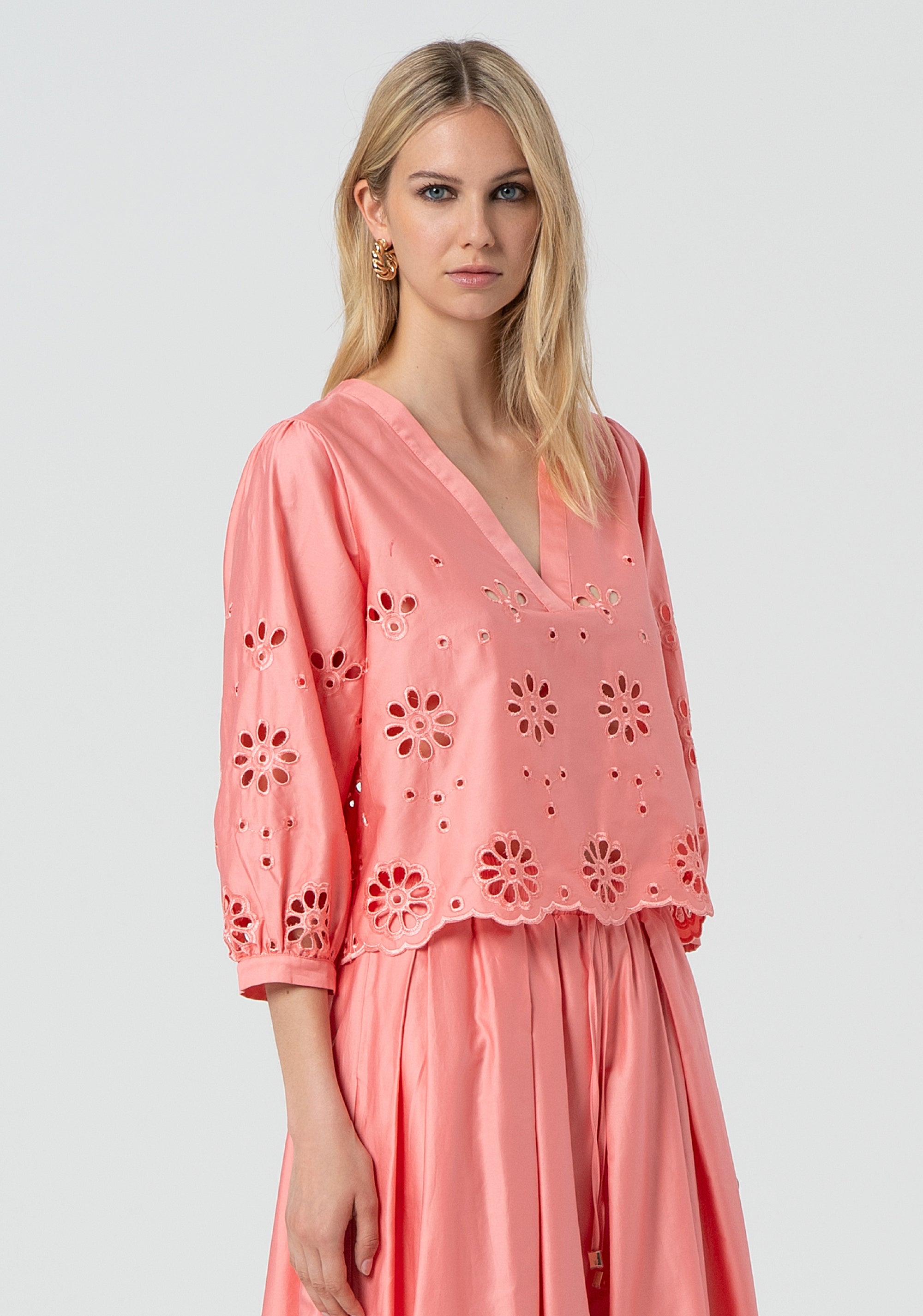 Blusa regular in pizzo San Gallo FJ25ST1002W400E5-107 Fracomina