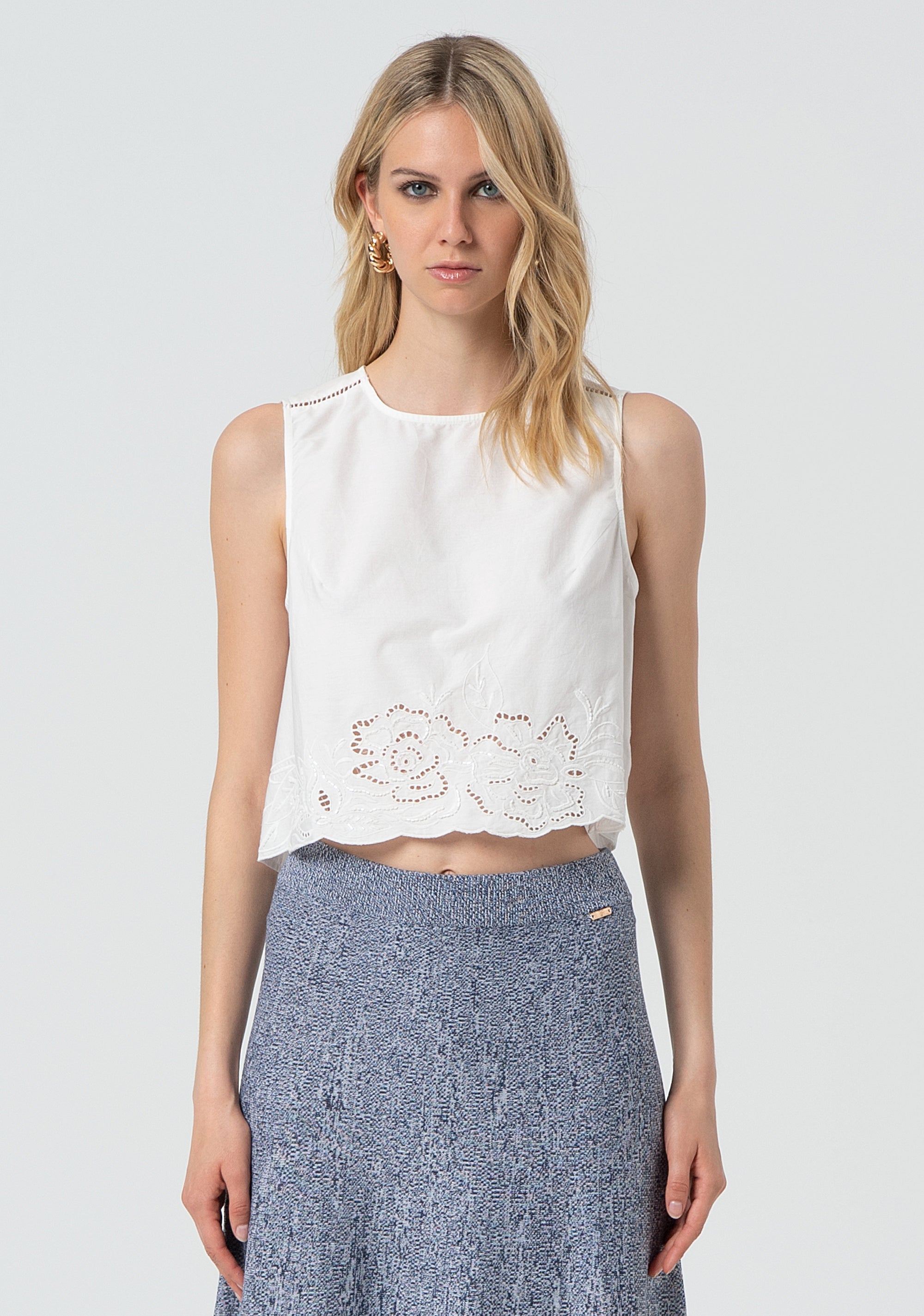 Top cropped in cotone FJ25ST2002W400E5-278 Fracomina