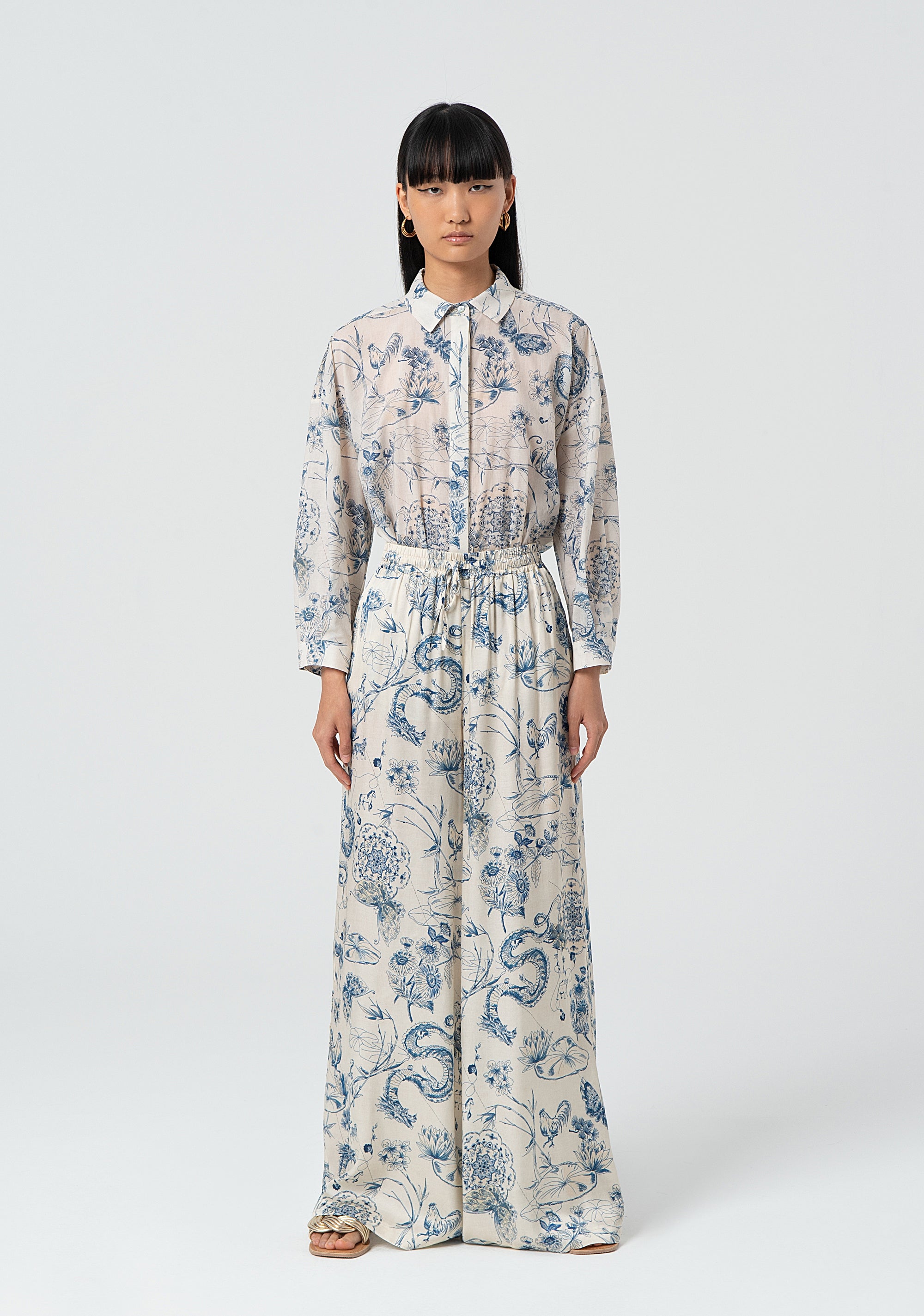 Pantalone palazzo wide in fantasia FJ25SV3004W451N4-283 Fracomina