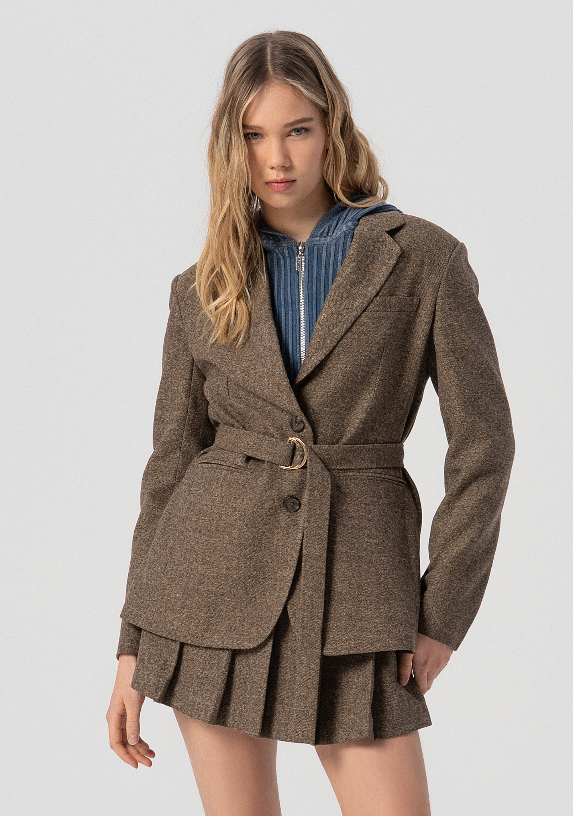 Blazer monopetto regular con fusciacca in vita FJ25WJ3006W81601-091 Fracomina