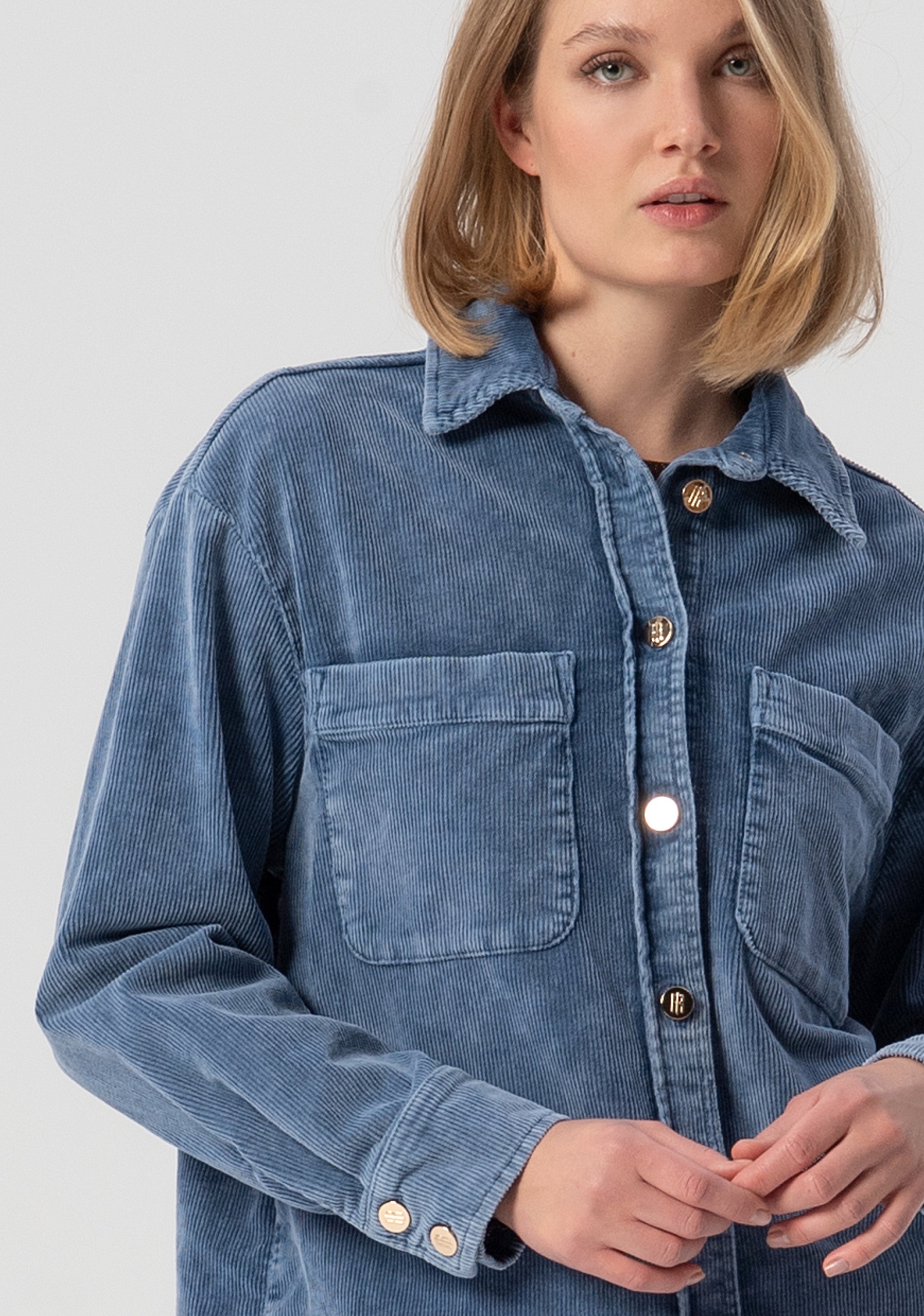 Camicia over lunga in velluto con effetto used FJ25WT6003W59601-166 Fracomina