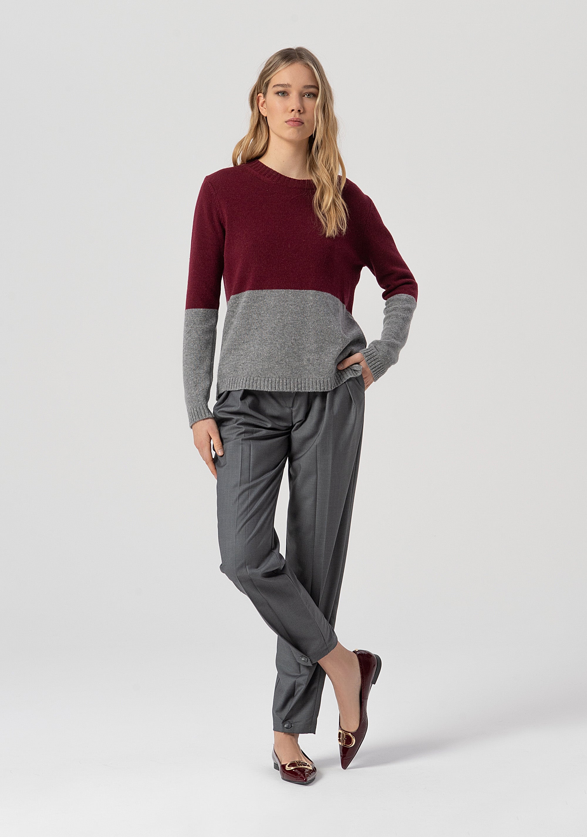 Maglia regular bicolore con lana e cashmere FJ25WT7014K55701-T88 Fracomina