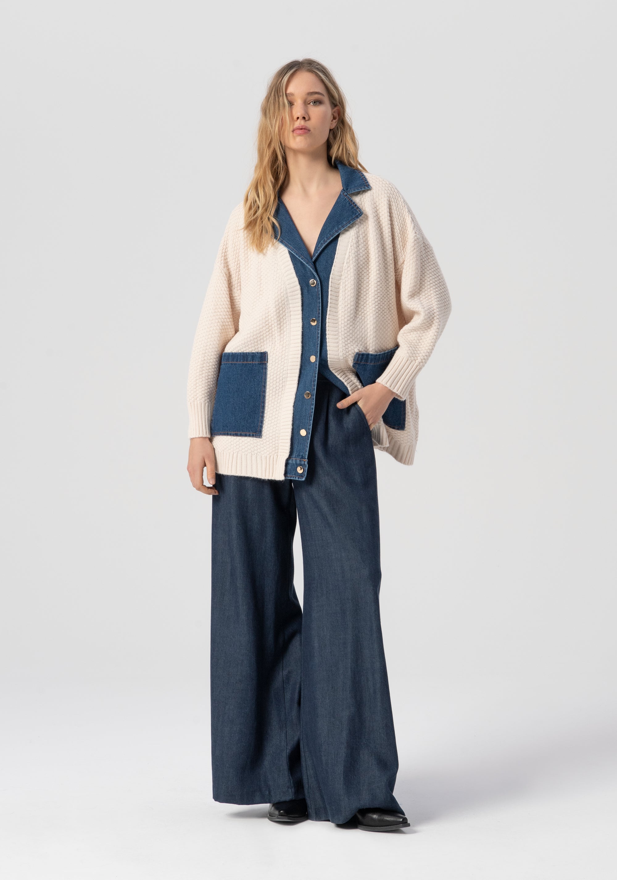 Pantalone a palazzo in fluido lyocell FJ25WV3003W78301-166 Fracomina