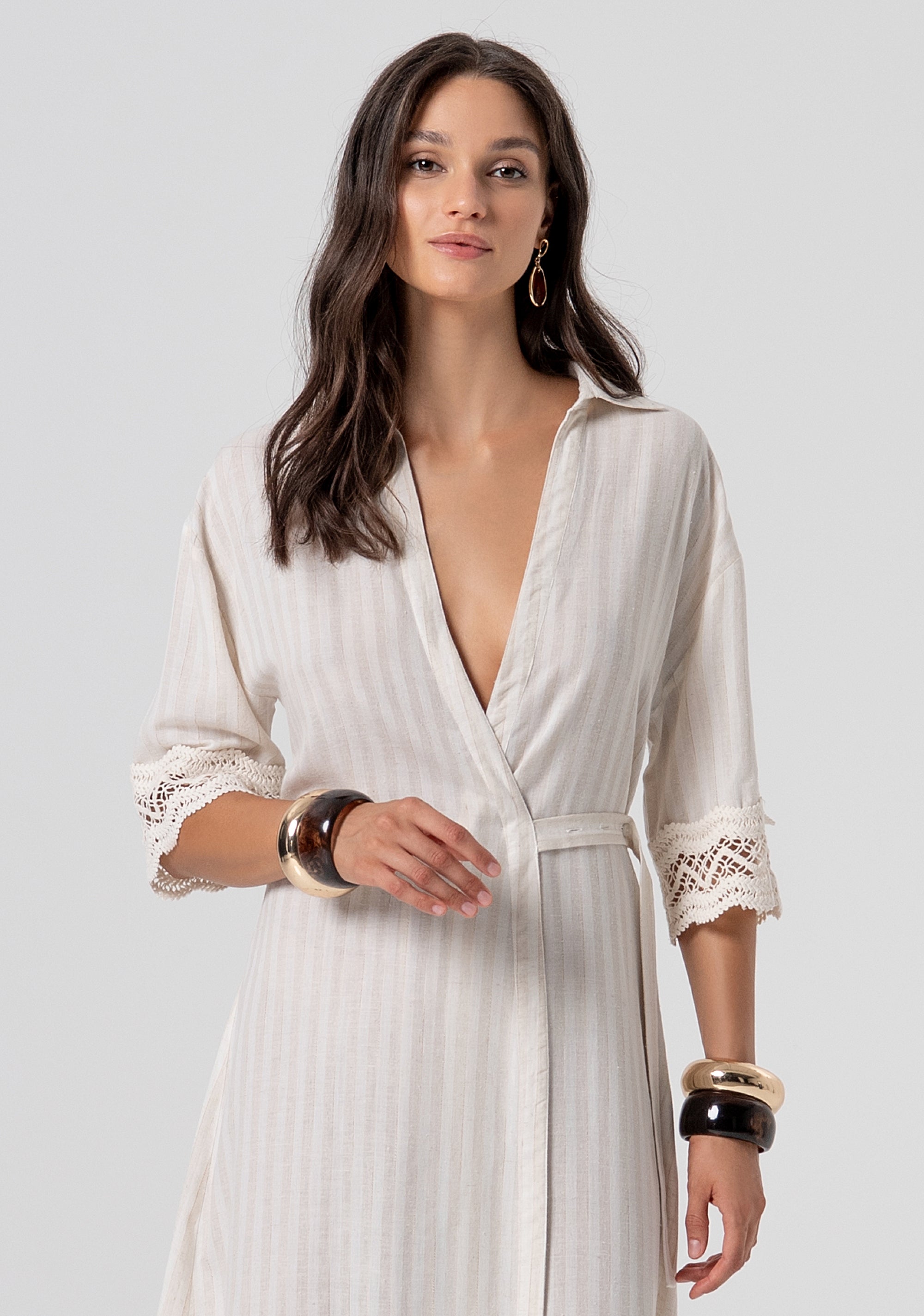 Abito regular modello chemisier midi con lino FJ26SD2001W839N8-662 Fracomina