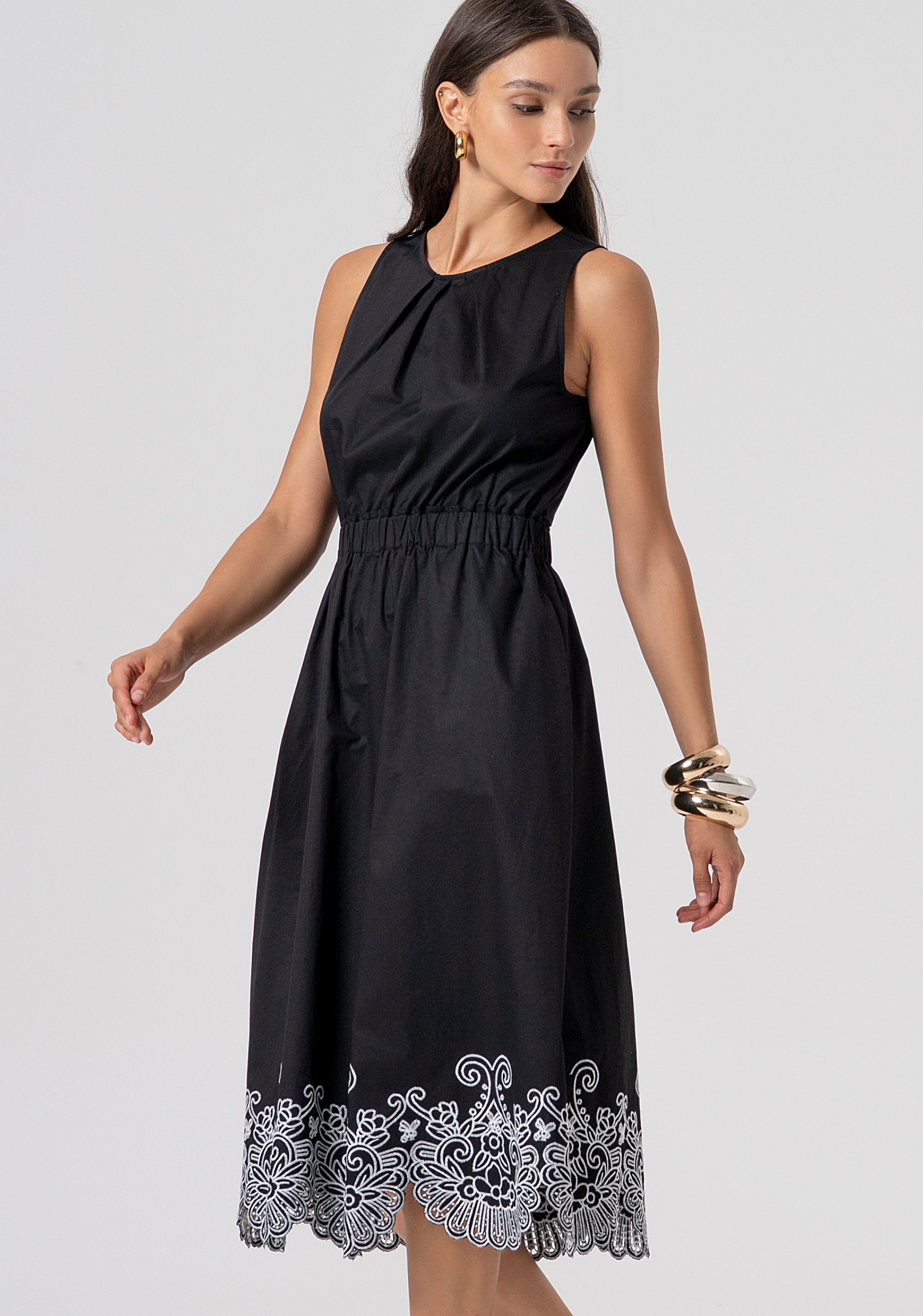 Abito regular midi in popeline di cotone FJ26SD2004W400E5-816 Fracomina