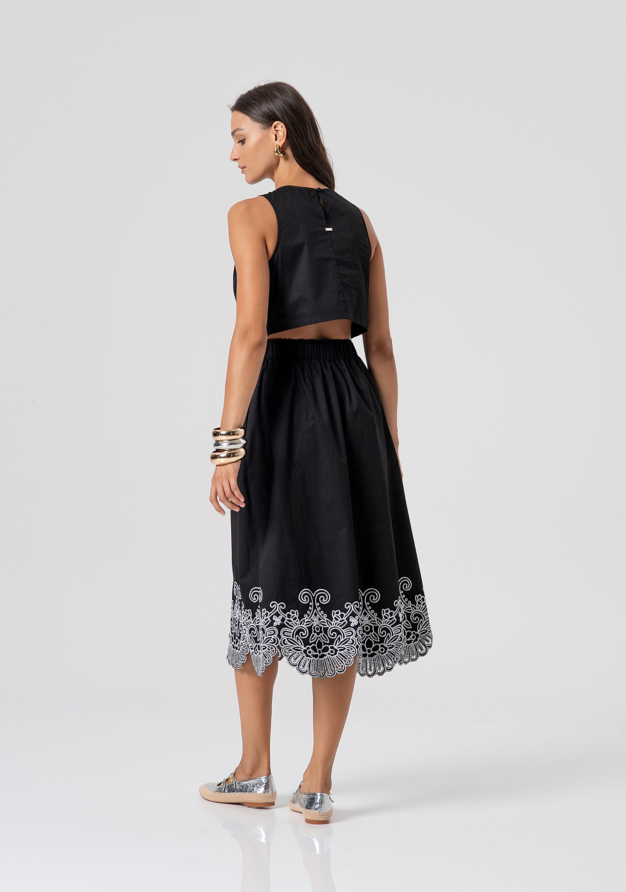 Abito regular midi in popeline di cotone FJ26SD2004W400E5-816 Fracomina