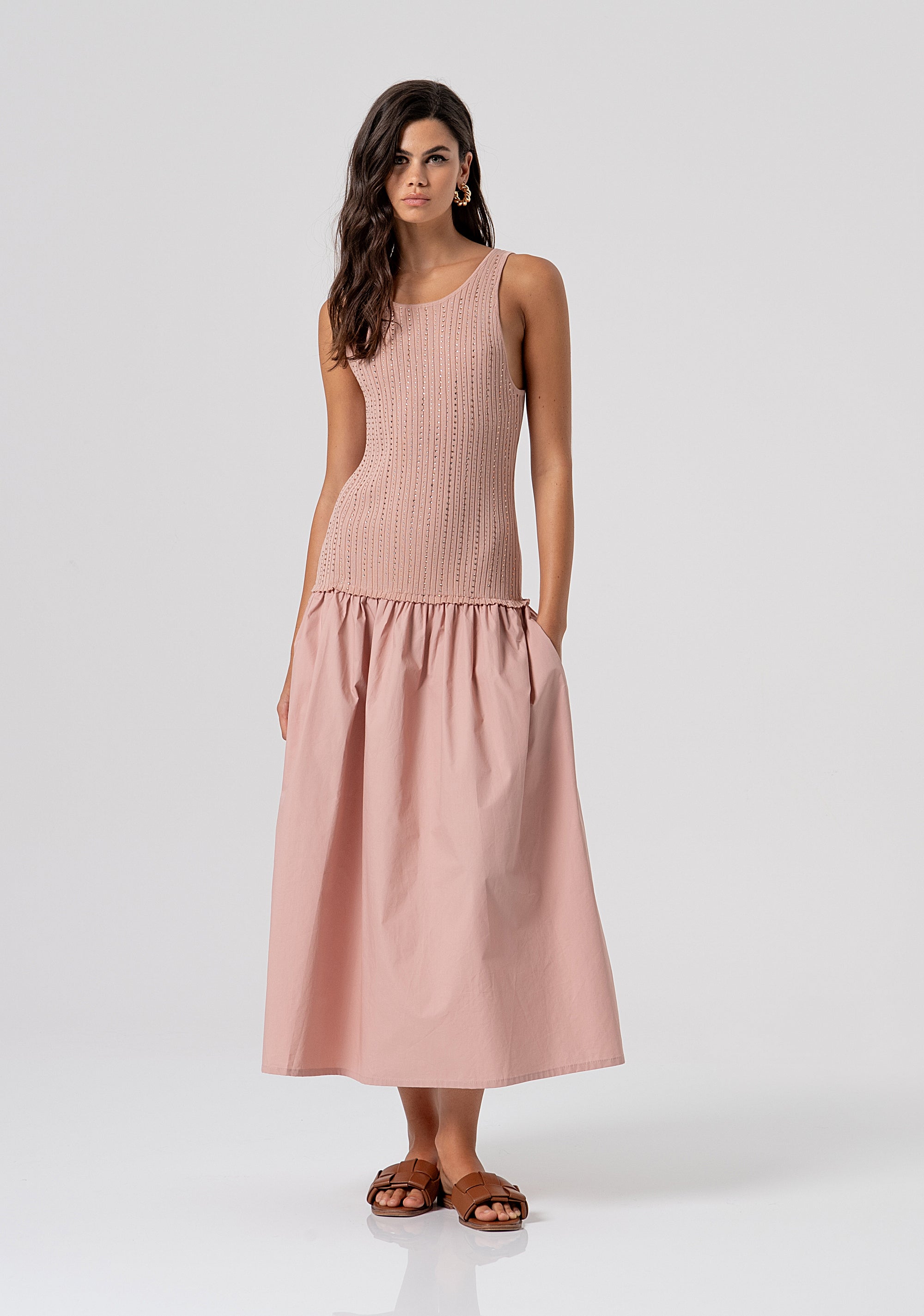 Abito regular lungo in mix di tessuti FJ26SD2005W400R9-103 Fracomina