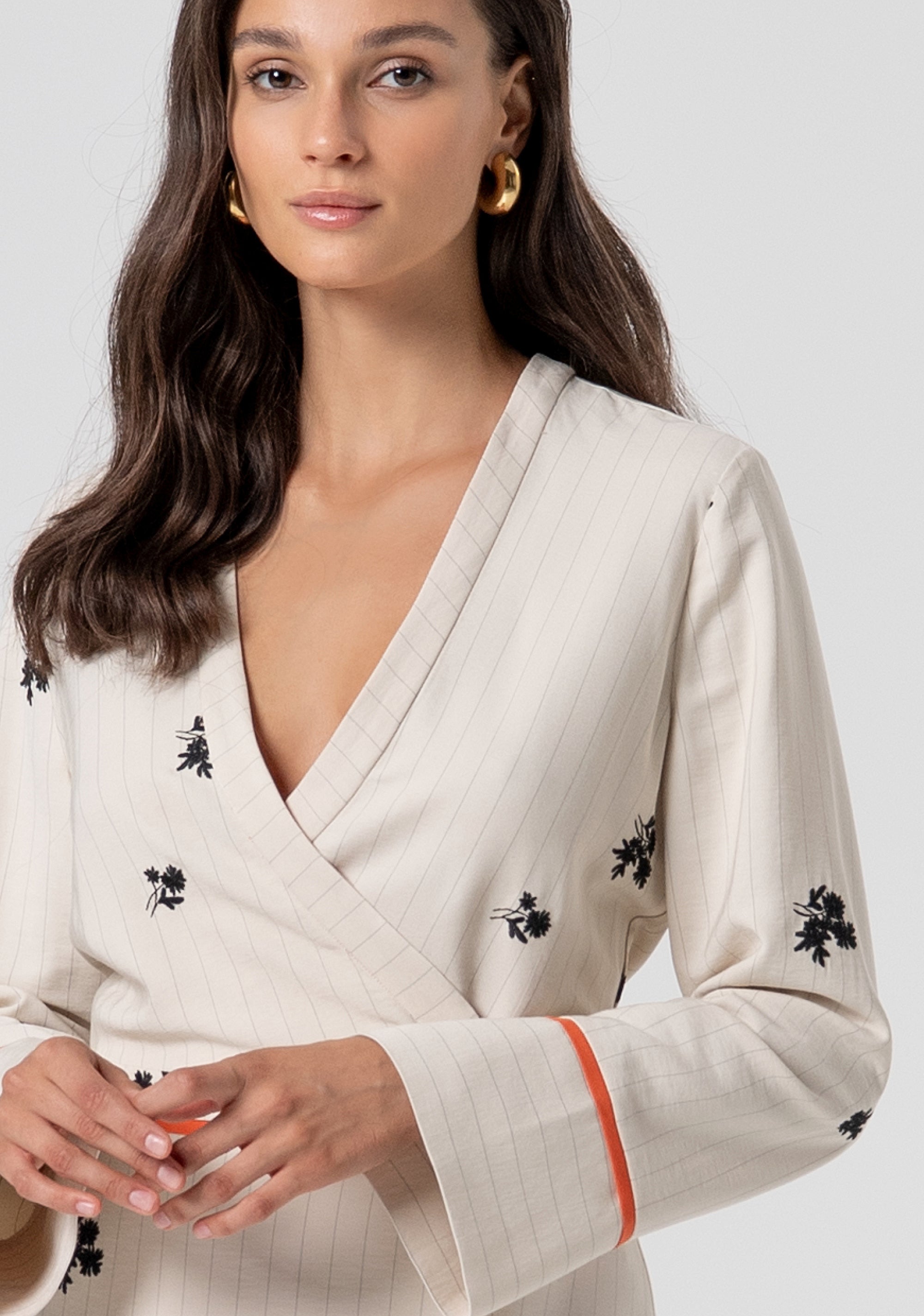 Abito regular midi in fantasia gessata con fiori FJ26SD2006W426E5-790 Fracomina