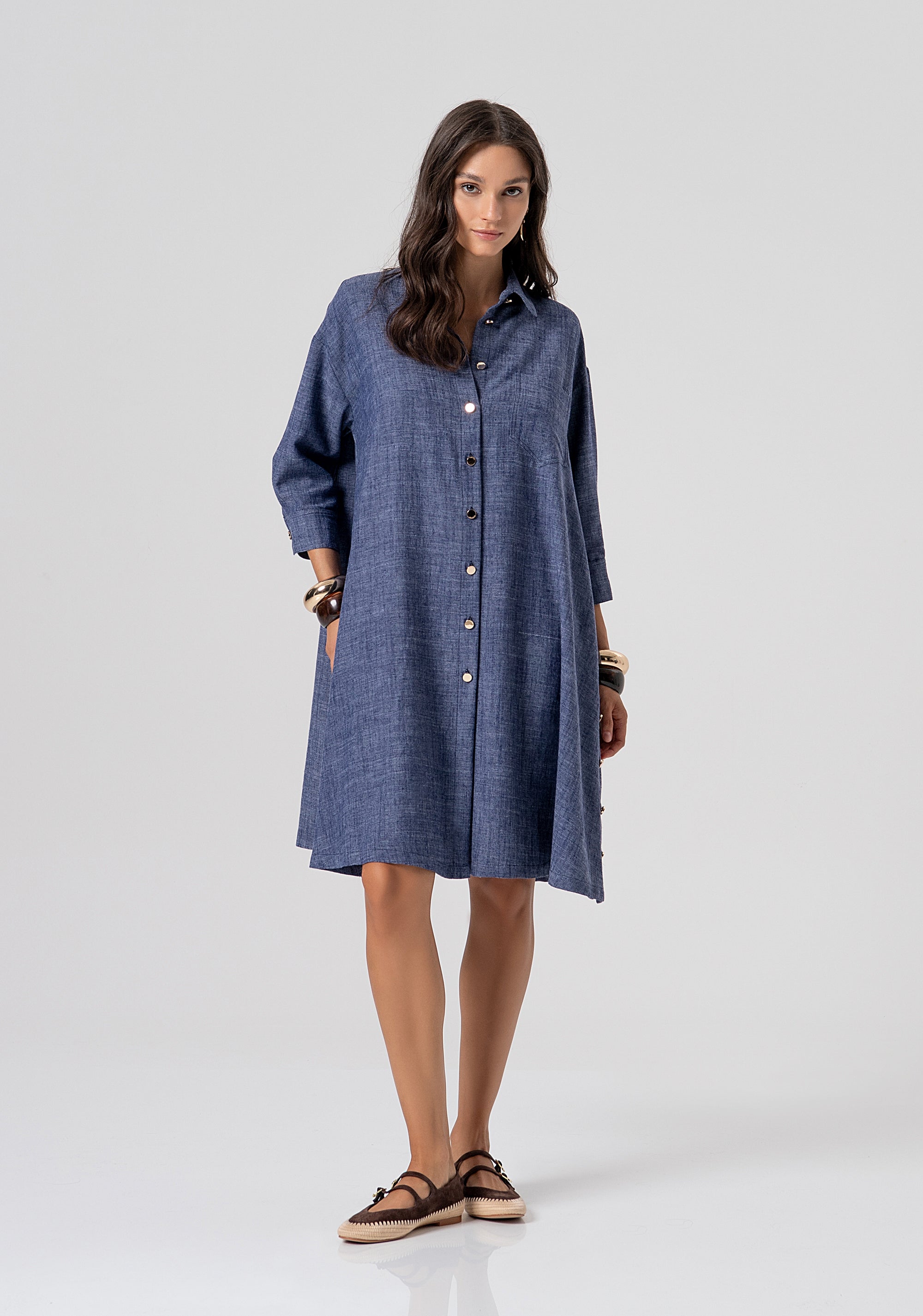 Abito linea ad A mini con lino FJ26SD2009W84301-064 Fracomina