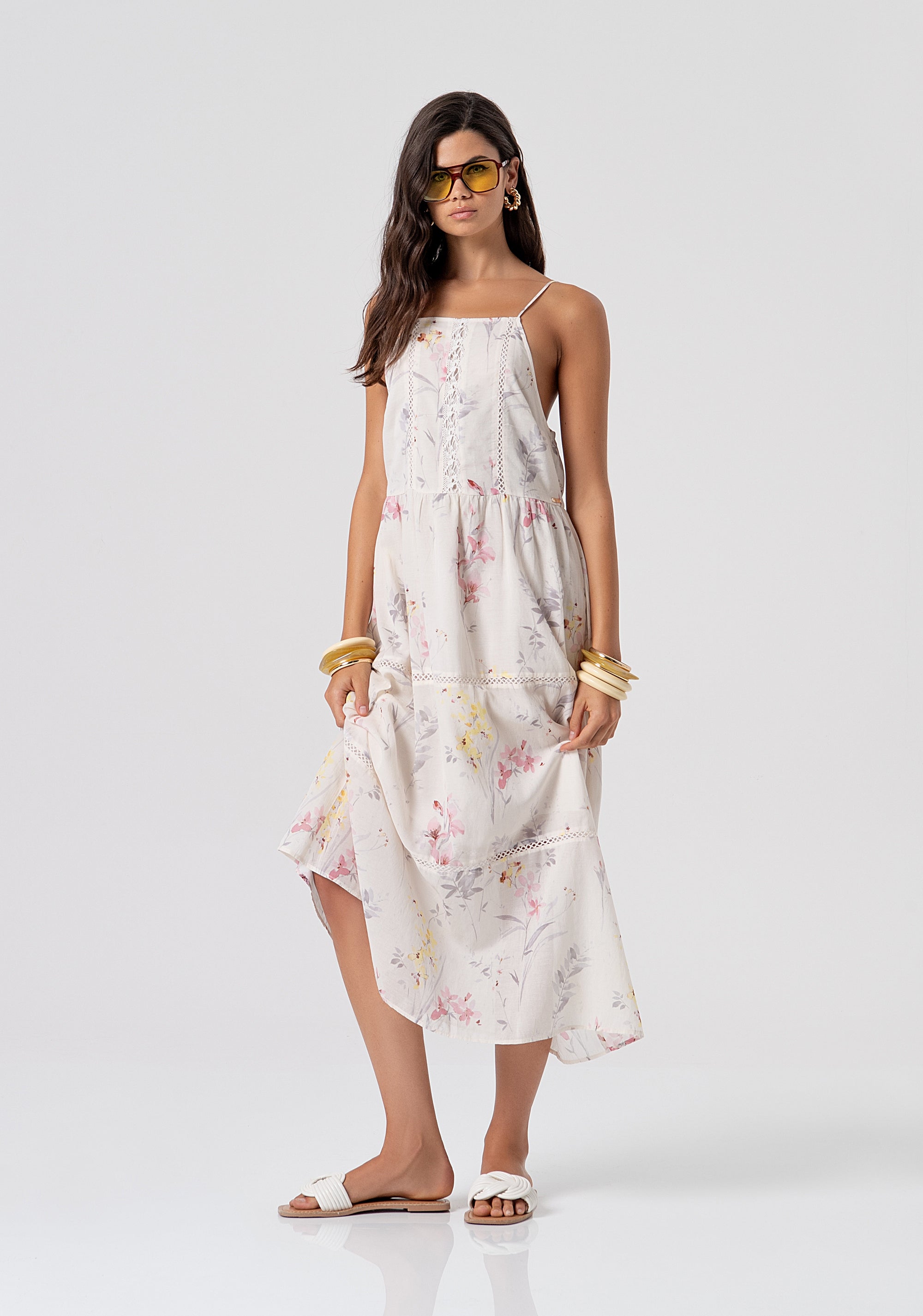 Abito senza maniche lungo in fantasia floreale FJ26SD3002W694K2-472 Fracomina