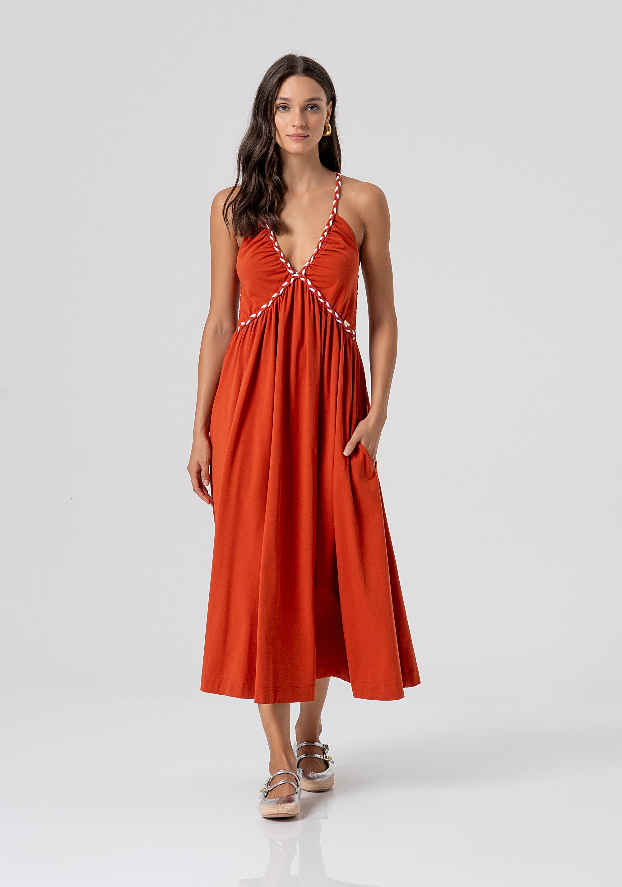 Abito senza maniche lungo in cotone e lyocell FJ26SD3005J49401-M44 Fracomina