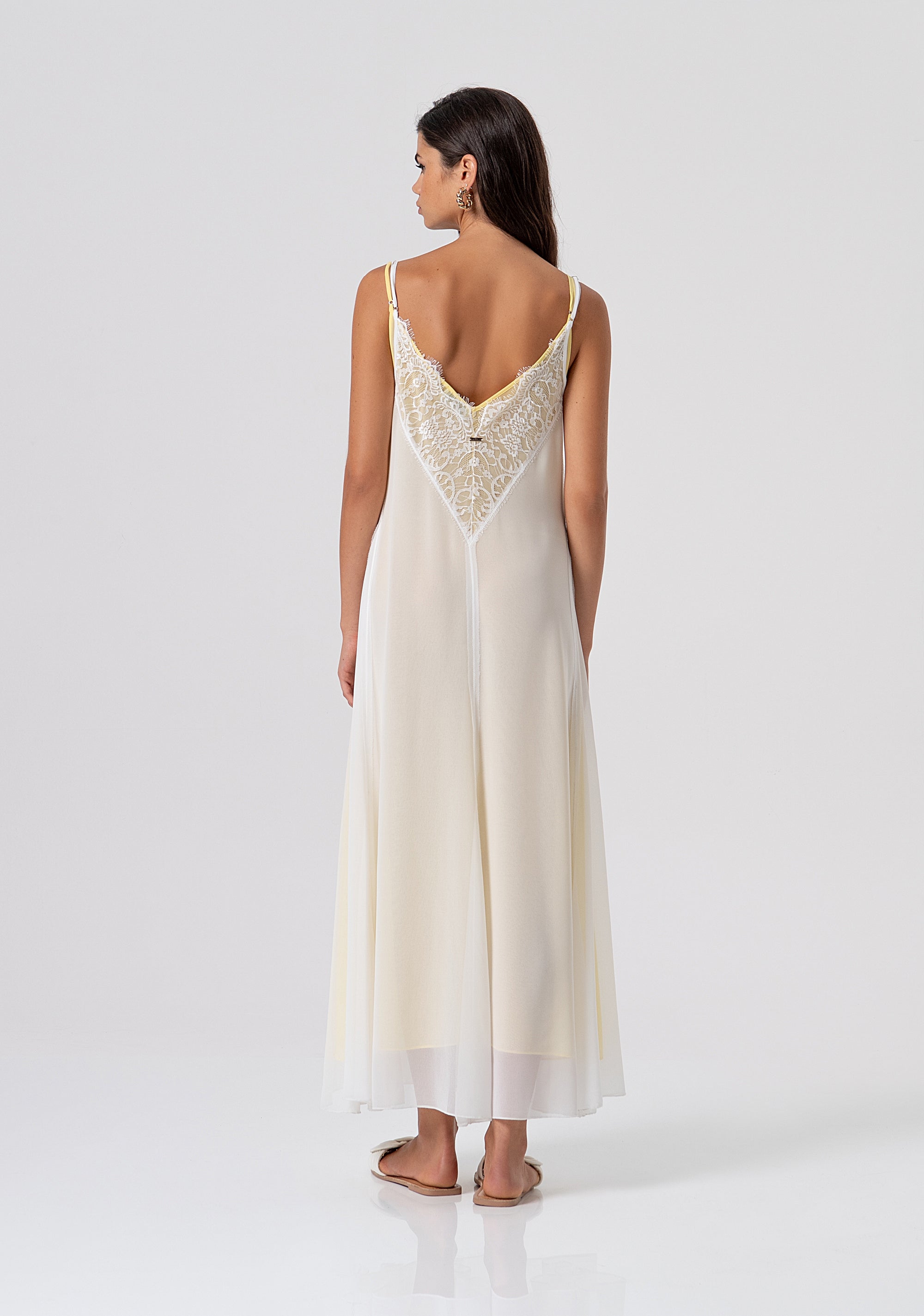 Abito senza maniche lungo modello lingerie in georgette FJ26SD3007W412G1-M38 Fracomina