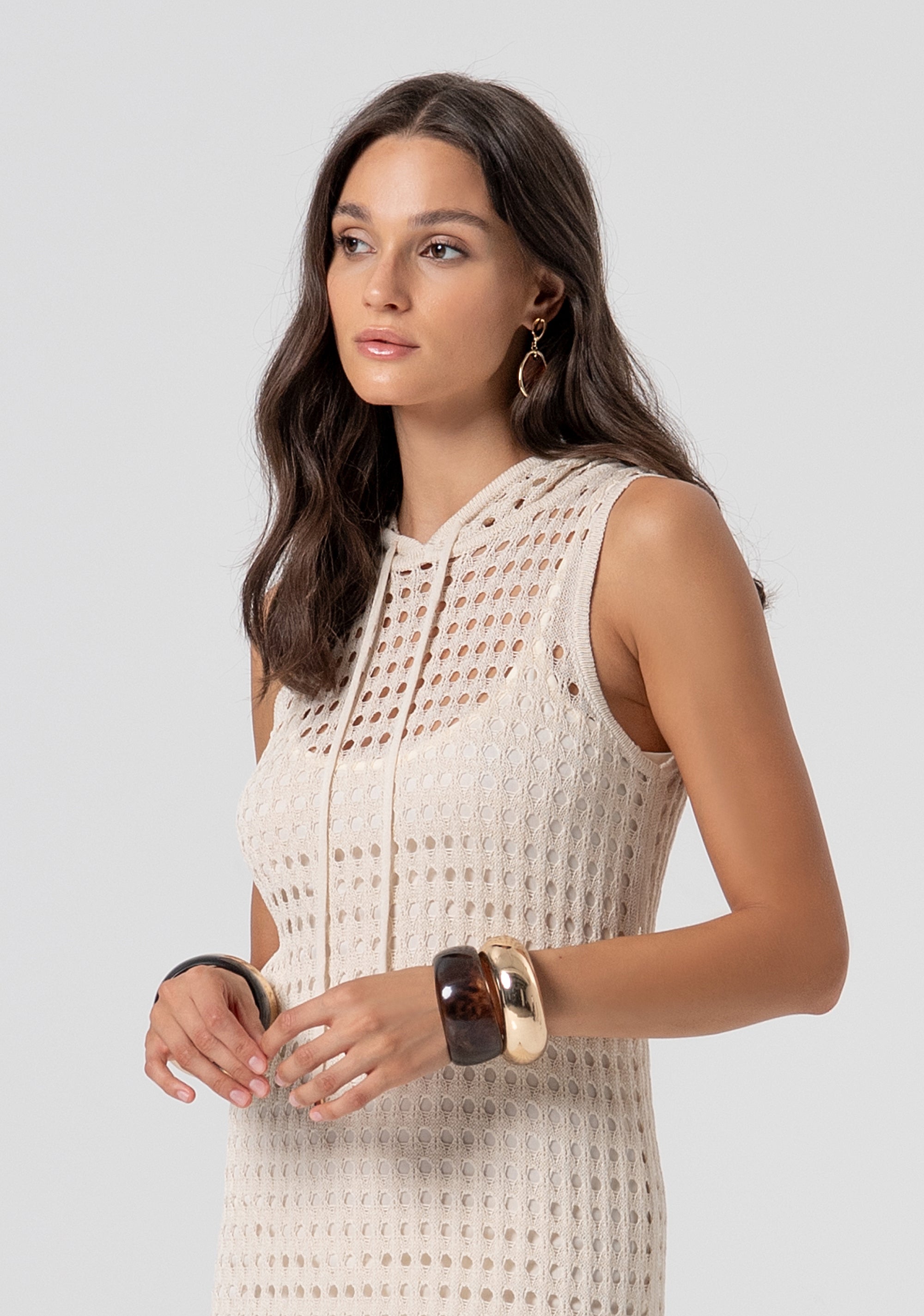 Abito senza maniche lungo in maglia con punto rete FJ26SD5003K421O7-251 Fracomina