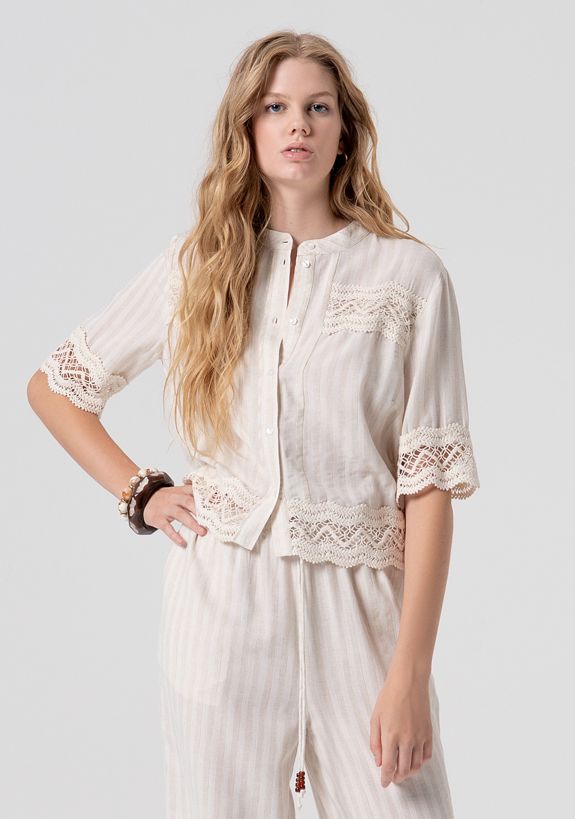 Camicia regular con lino FJ26ST6001W839N8-662 Fracomina