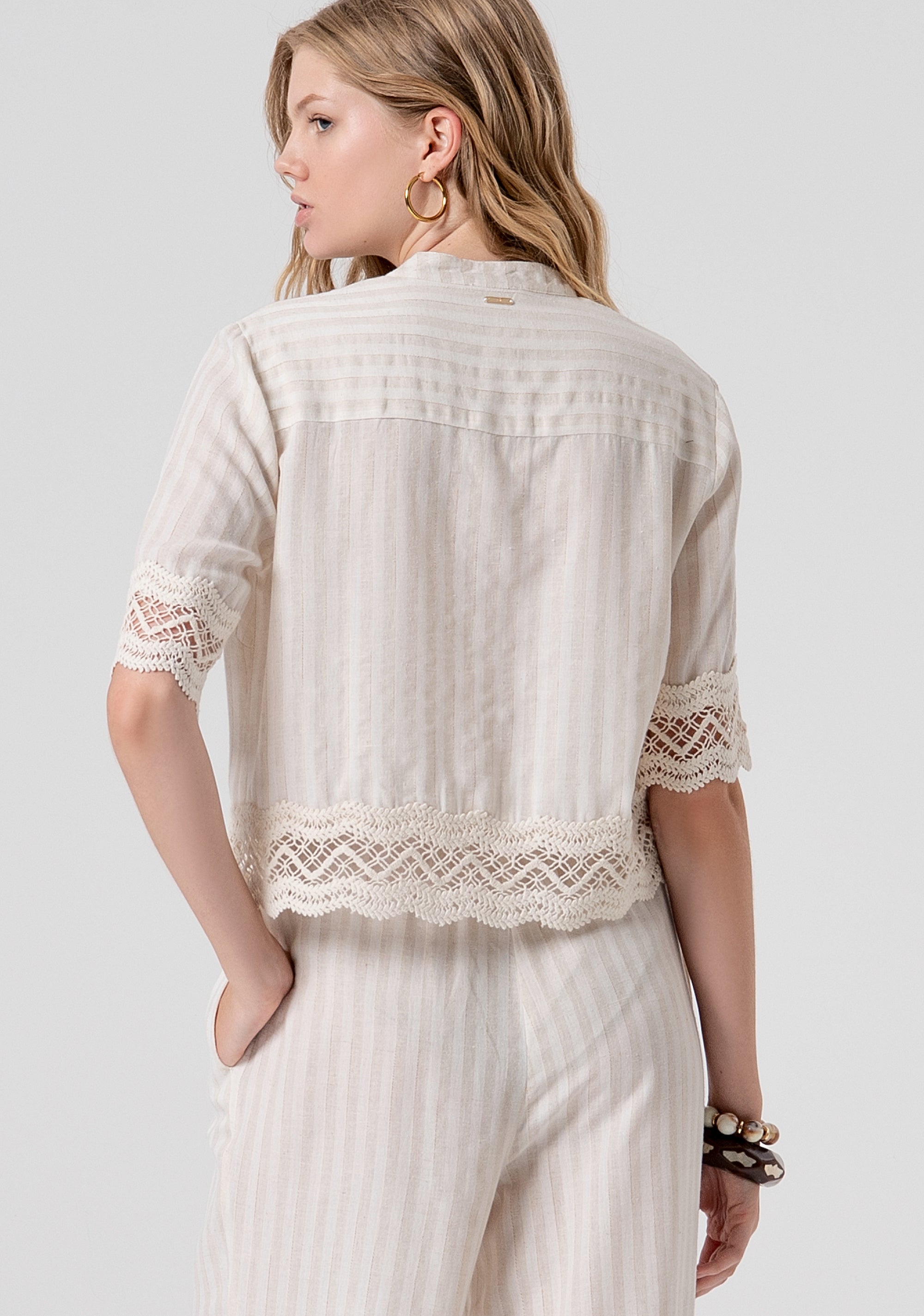 Camicia regular con lino FJ26ST6001W839N8-662 Fracomina