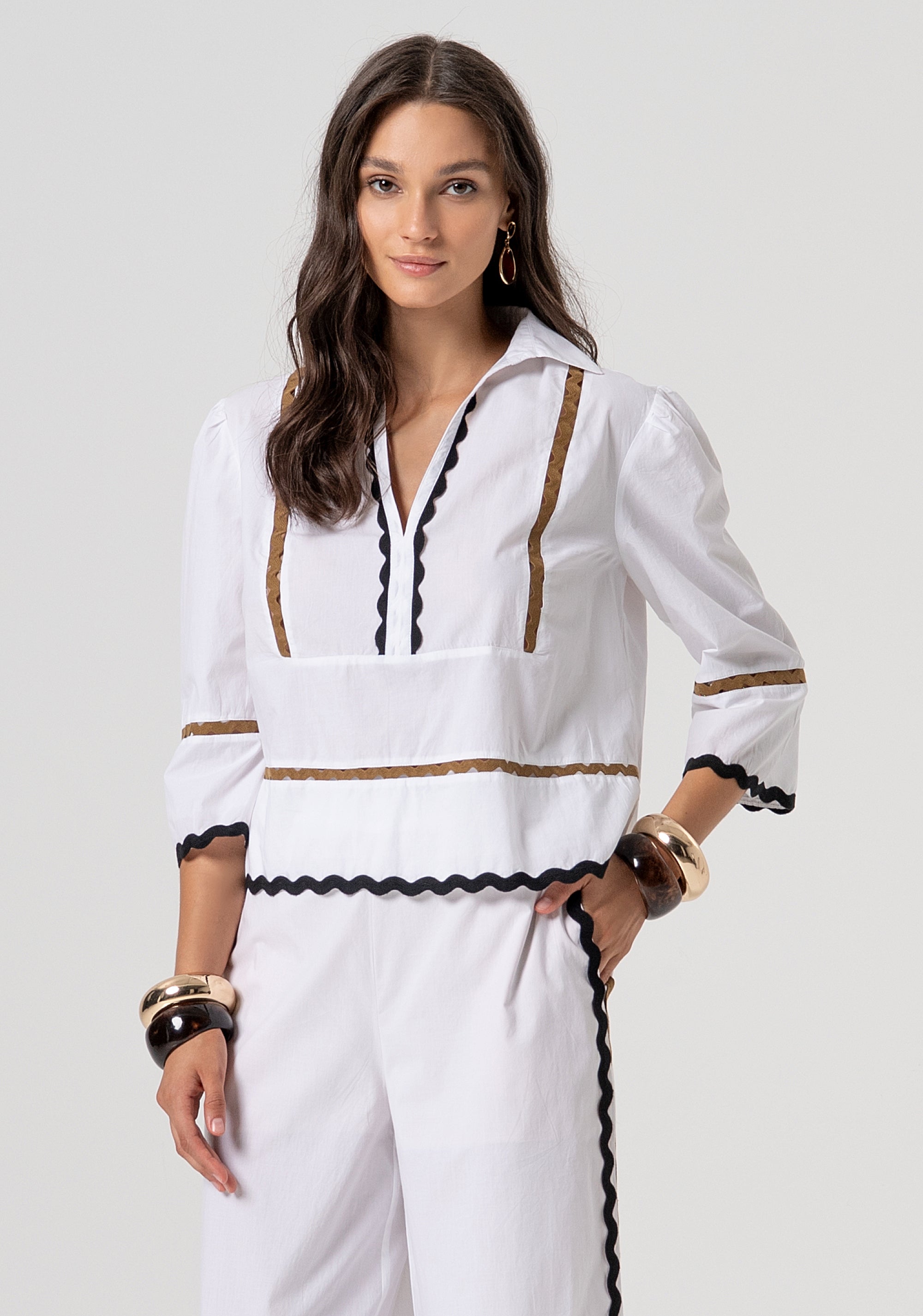 Blusa regular in popeline di cotone FJ26ST6002W40001-278 Fracomina